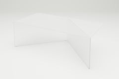 Langer, länglicher Couchtisch aus weißem Satinglas Poly von Sebastian Scherer