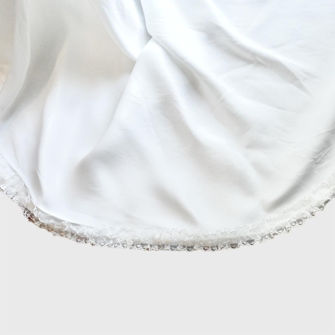 Gray White Satin Wedding Dress and Coat with Lace Trimming 1960s For Sale