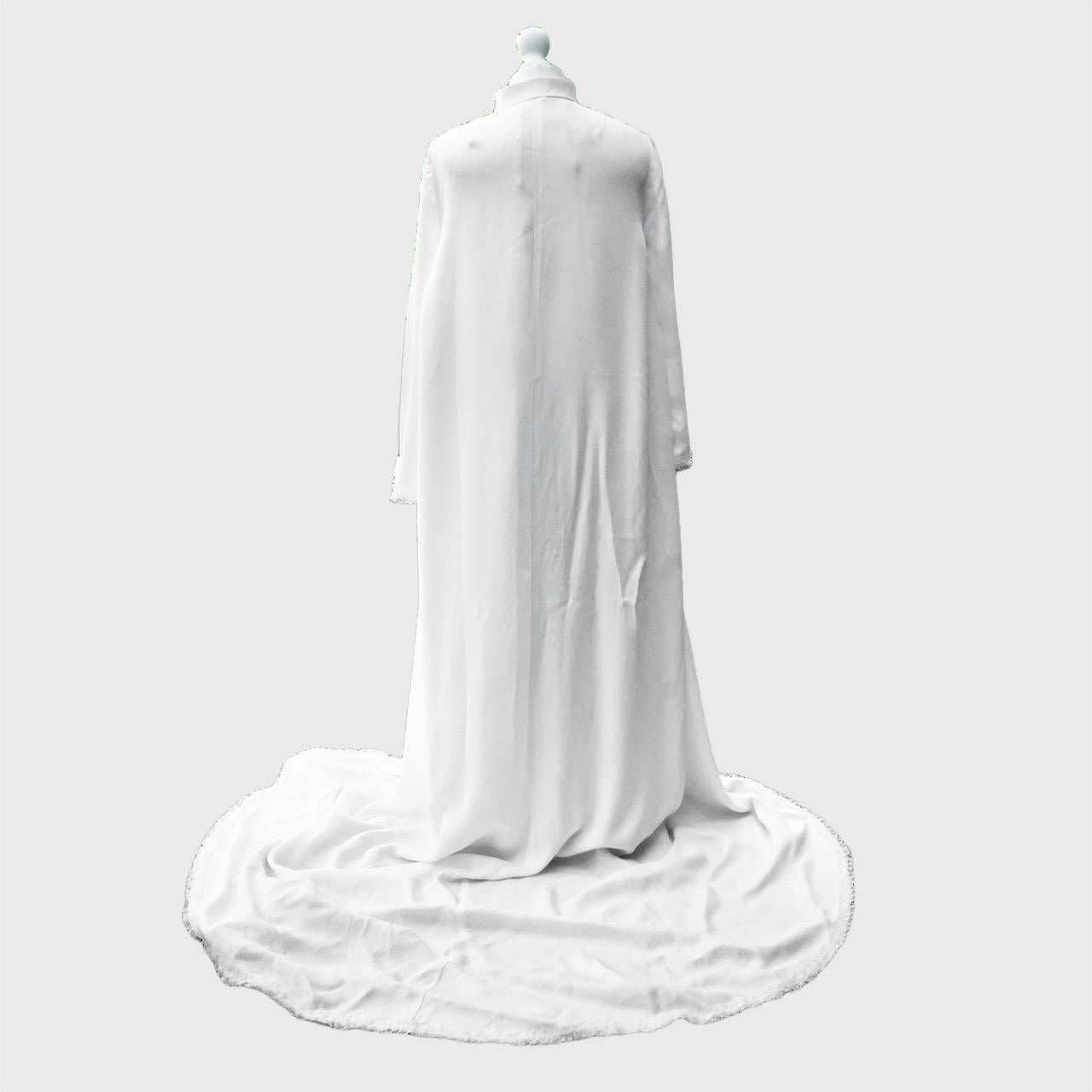 Women's or Men's White Satin Wedding Dress and Coat with Lace Trimming 1960s For Sale