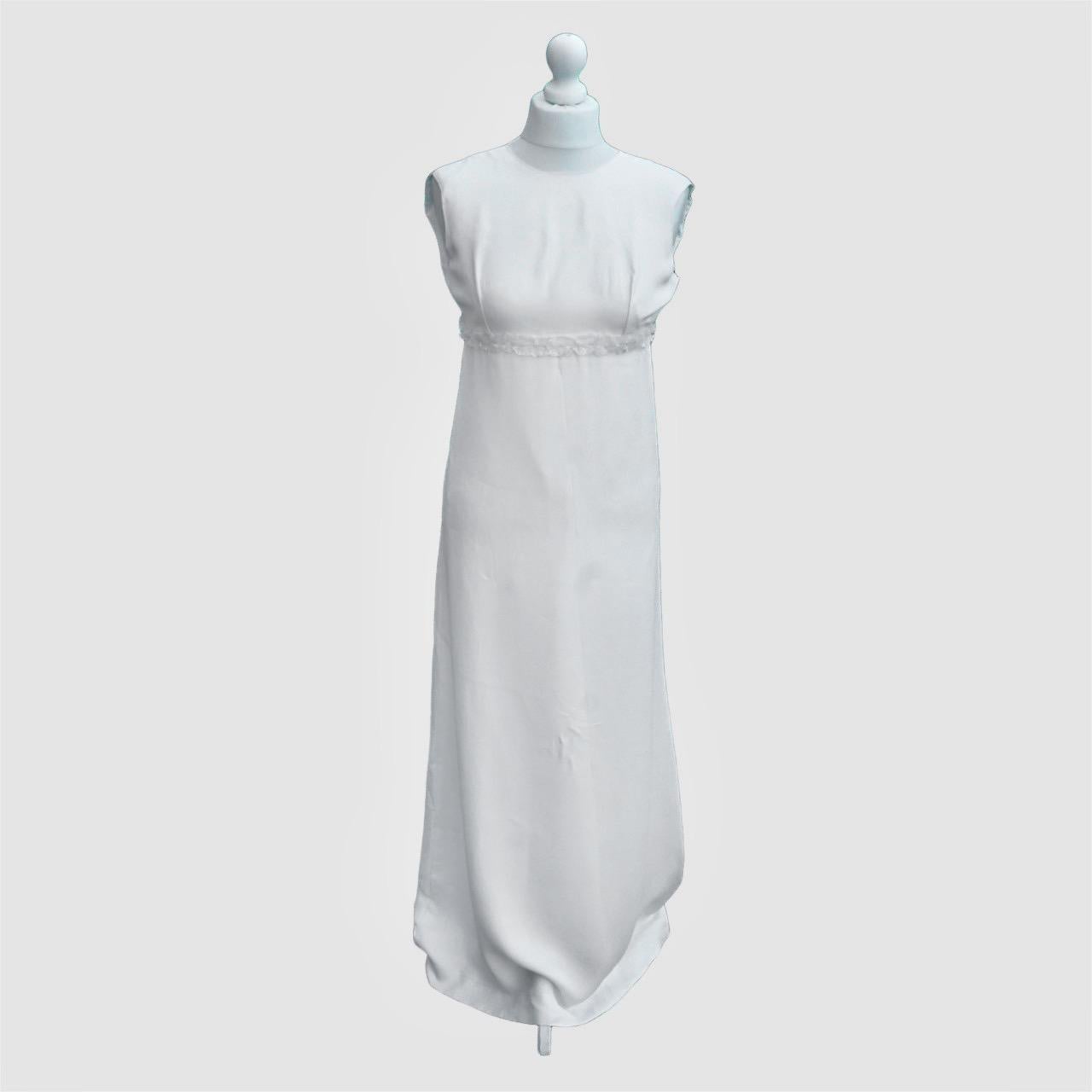White Satin Wedding Dress and Coat with Lace Trimming 1960s For Sale 1