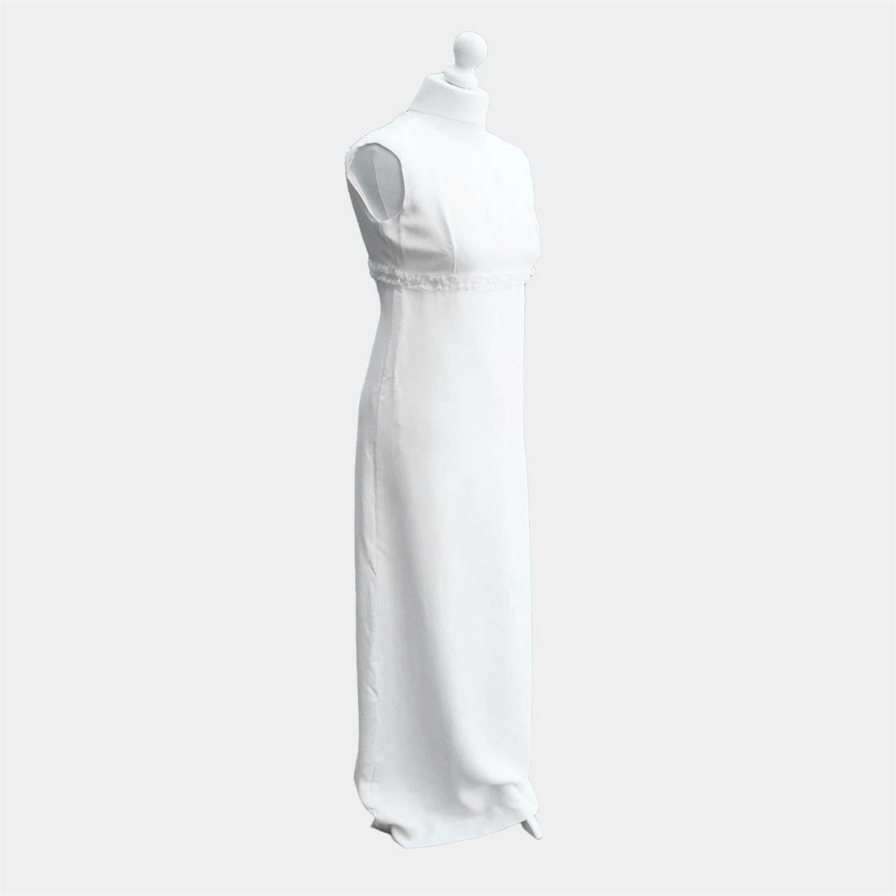 White Satin Wedding Dress and Coat with Lace Trimming 1960s For Sale 3
