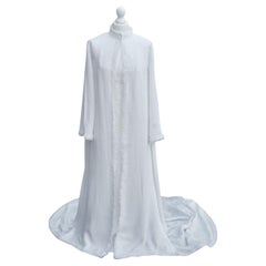White Satin Wedding Dress and Coat with Lace Trimming 1960s