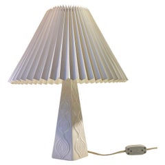 White Scandinavian Ceramic Table Lamp by Elisabeth Loholt, 1950s