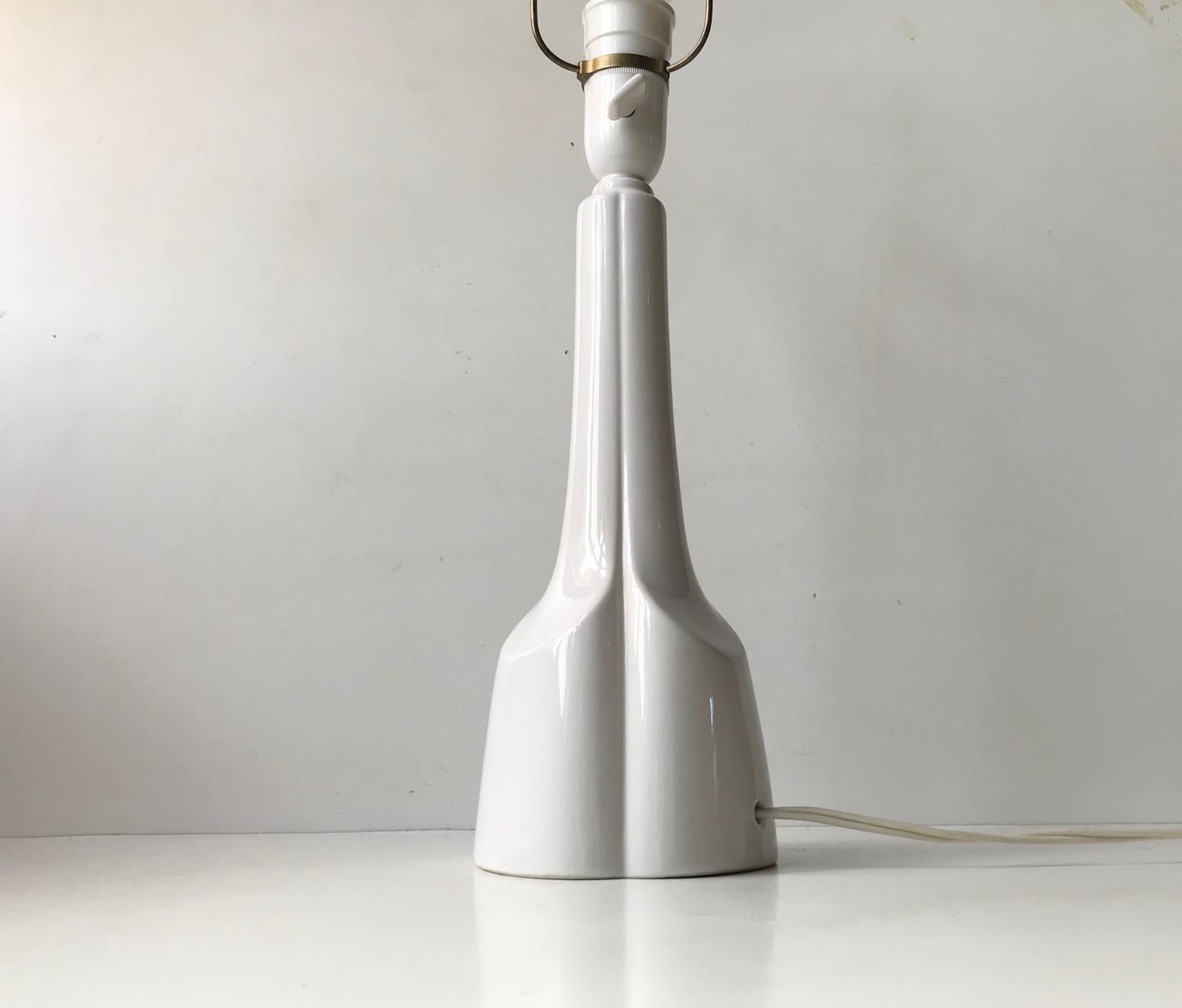 Scandinavian Modern White Scandinavian Ceramic Table Lamp from Søholm, 1970s For Sale