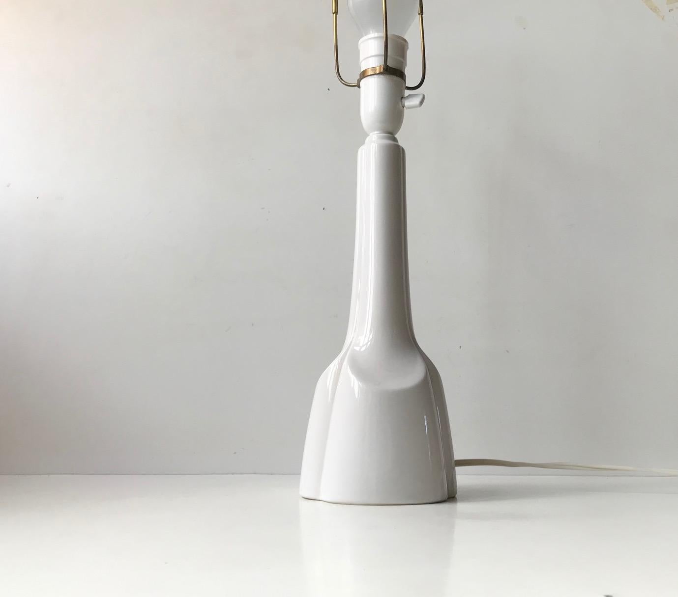 Mid-20th Century White Scandinavian Ceramic Table Lamp from Søholm, 1970s For Sale