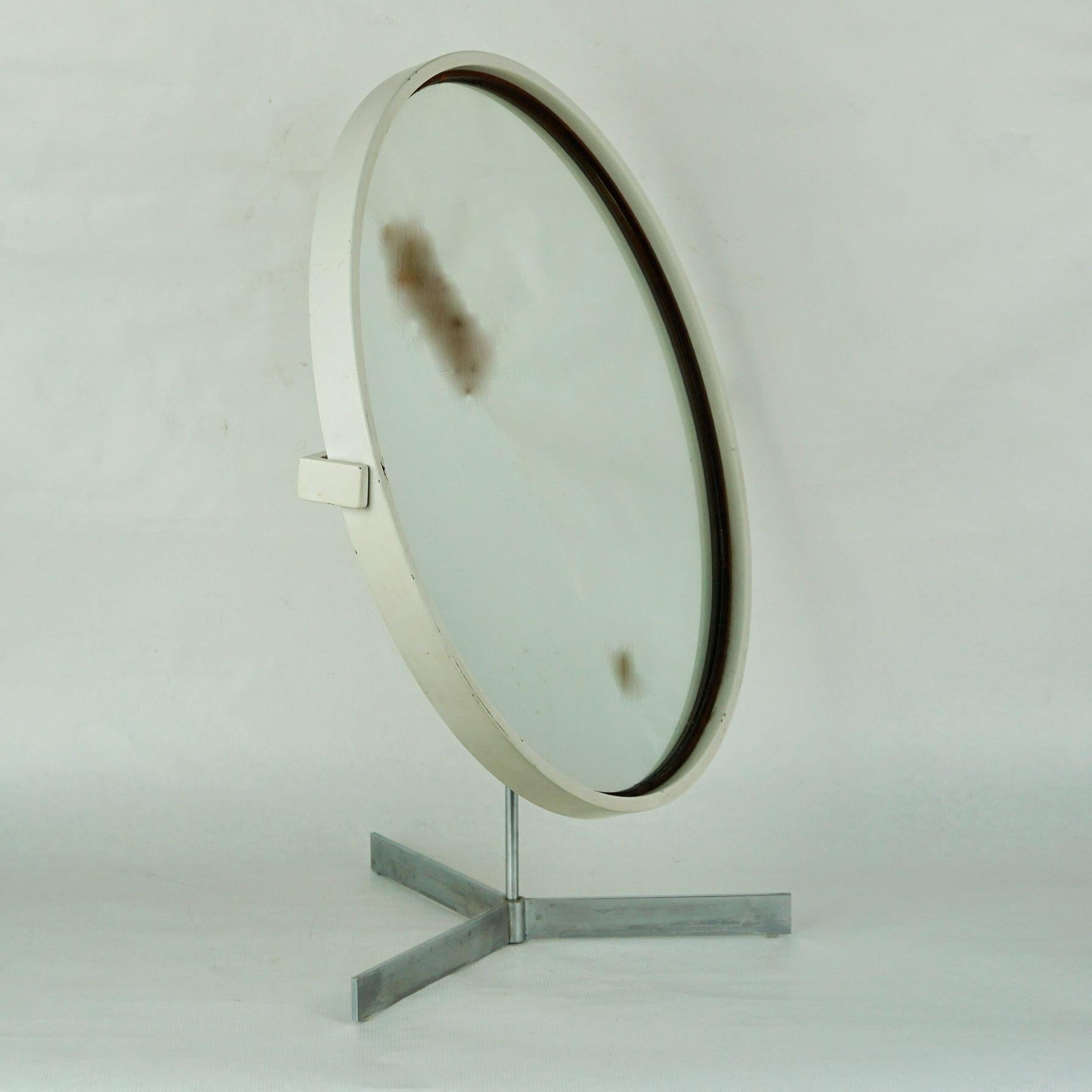 Mid-20th Century White Scandinavian Modern Table Mirror by U. and O. Kristiansson for Luxus For Sale