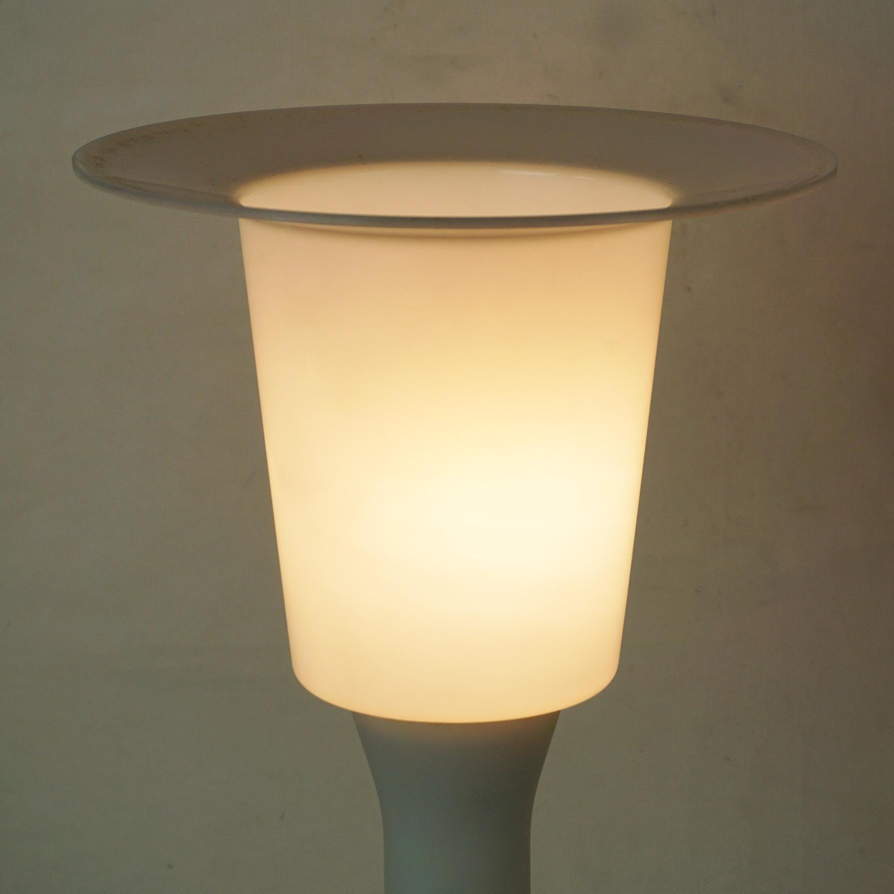 White Scandinavian Glass Table Lamps by U. and O. Kristiansson for Luxus Vittsjö 3