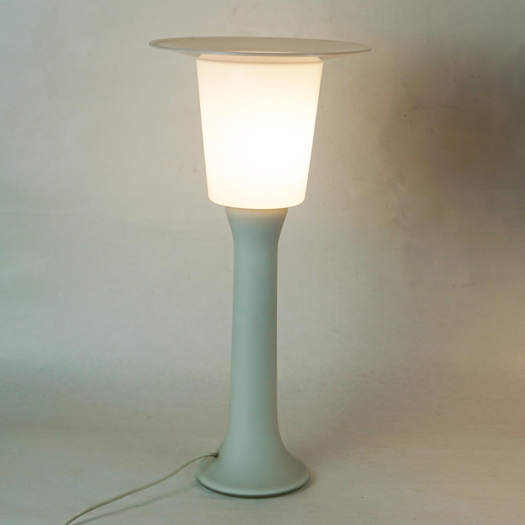 White Scandinavian Glass Table Lamps by U. and O. Kristiansson for Luxus Vittsjö 2