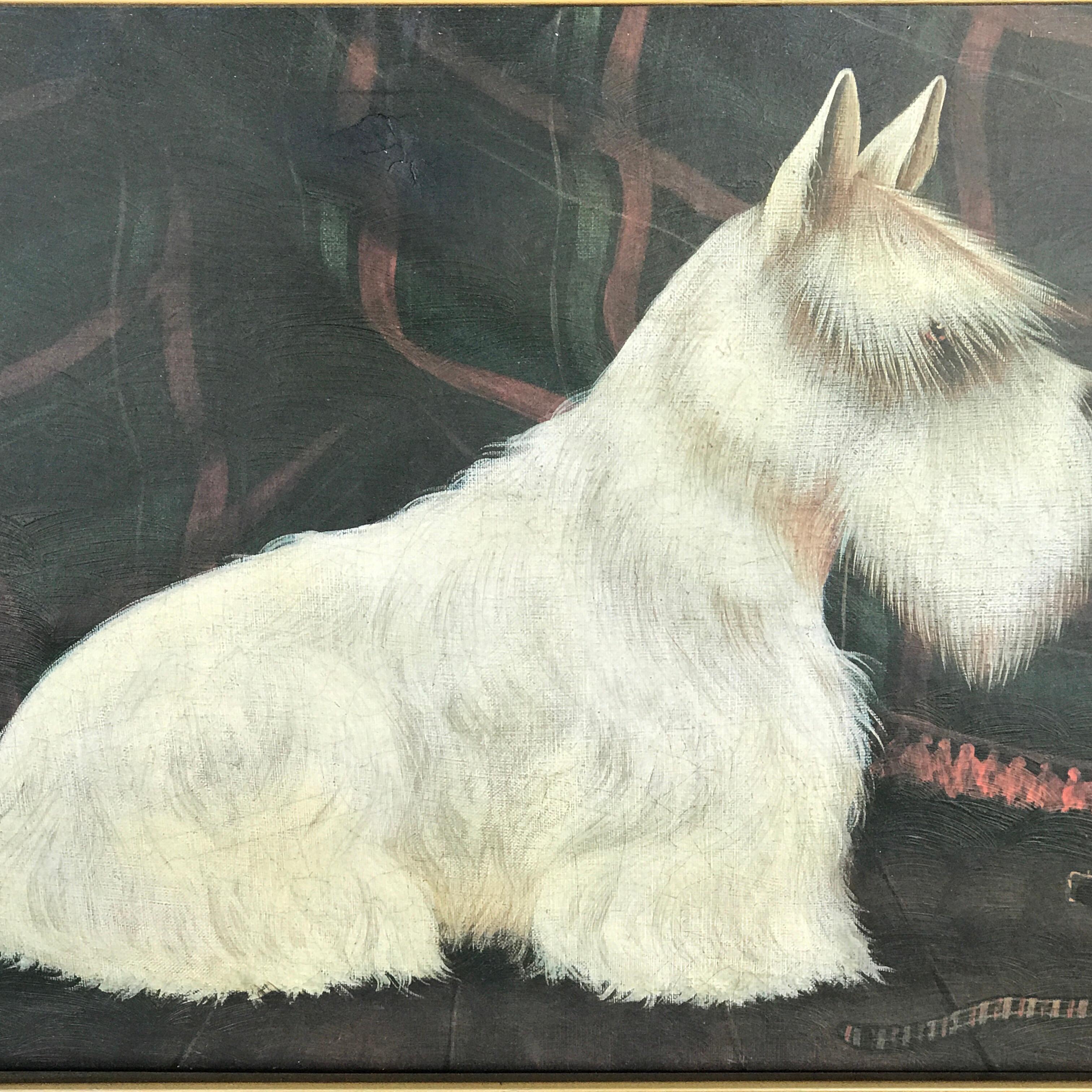 20th Century White Scottish Terrier Painting Interior by Paul Stagg