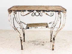 White Scrollwork Garden Dining Table and Four Chairs, France 1940s