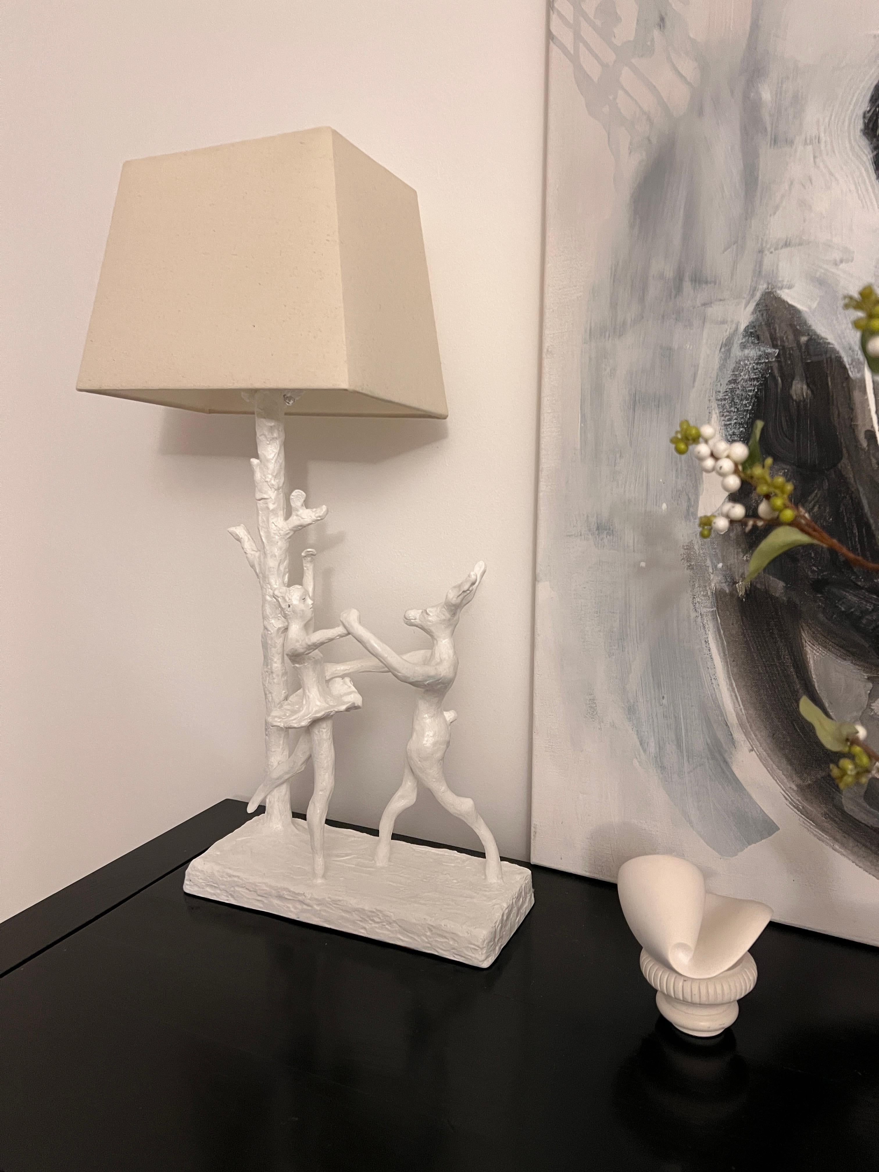 White sculptural table lamp Hare & Ballerina, hand crafted and cast Neuf - En vente à London, GB