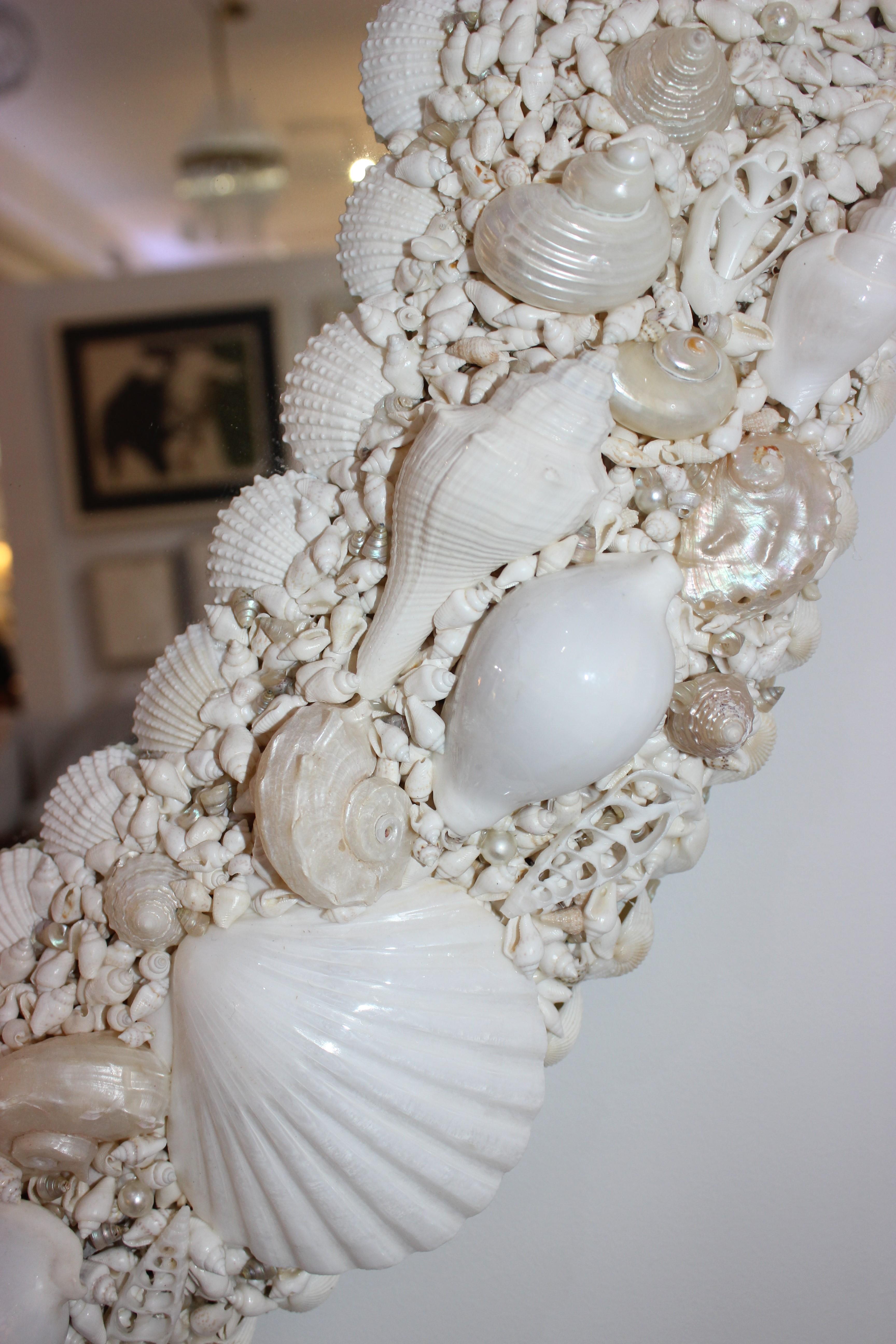 Shell White Seashell Encrusted Mirror by Iconic Snob Galeries