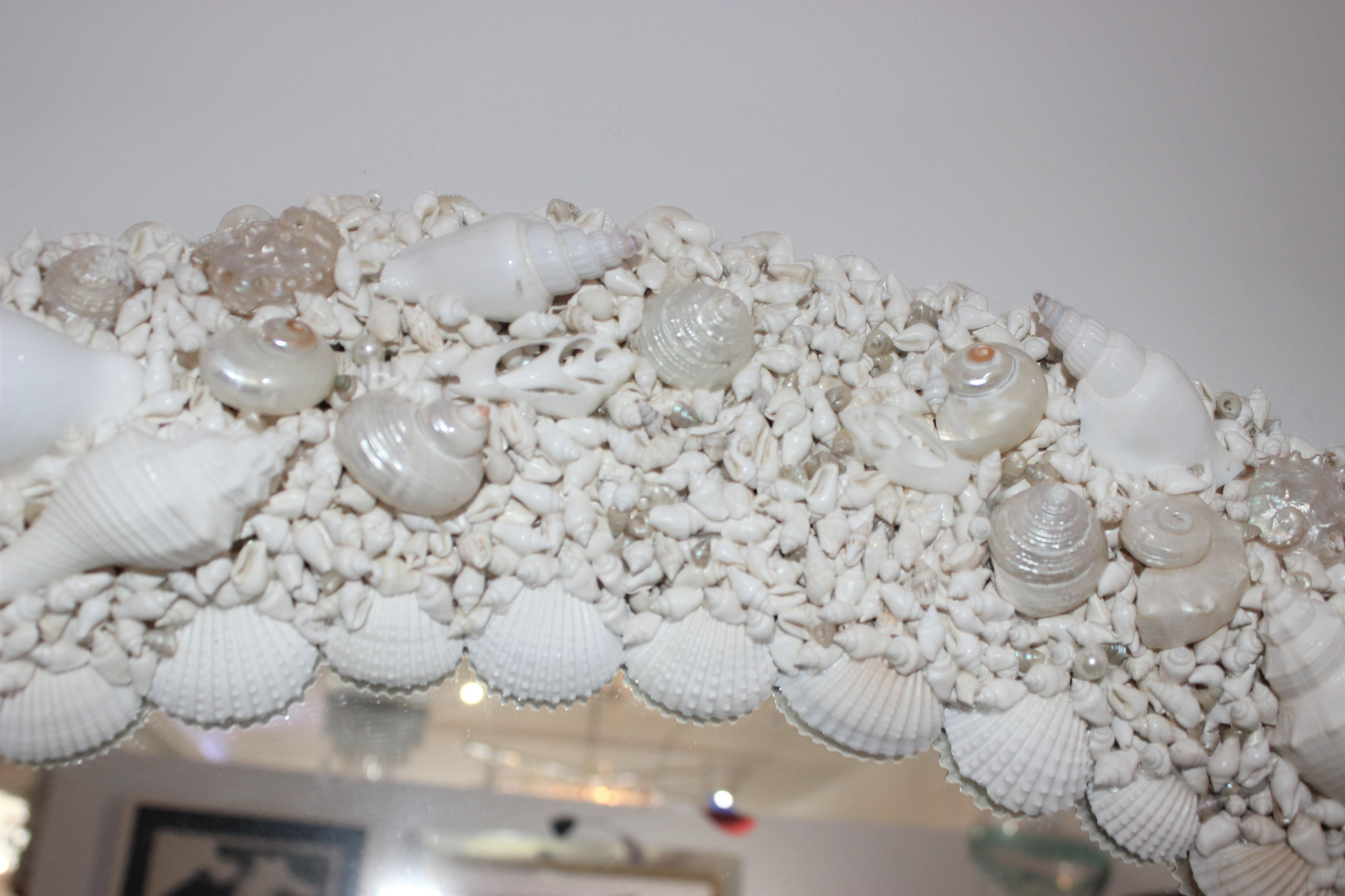 White Seashell Encrusted Mirror by Iconic Snob Galeries 1