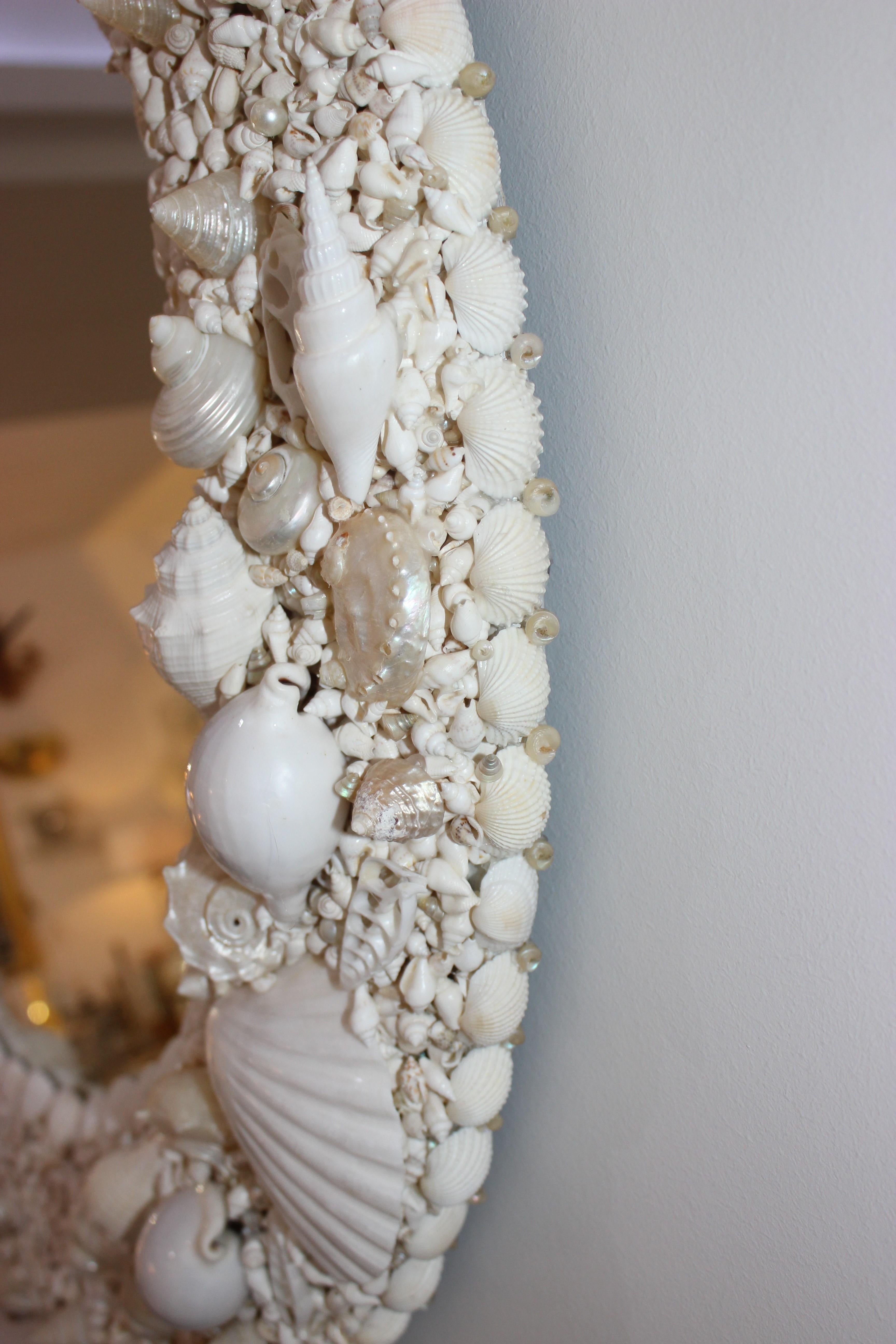 White Seashell Encrusted Mirror by Iconic Snob Galeries 3
