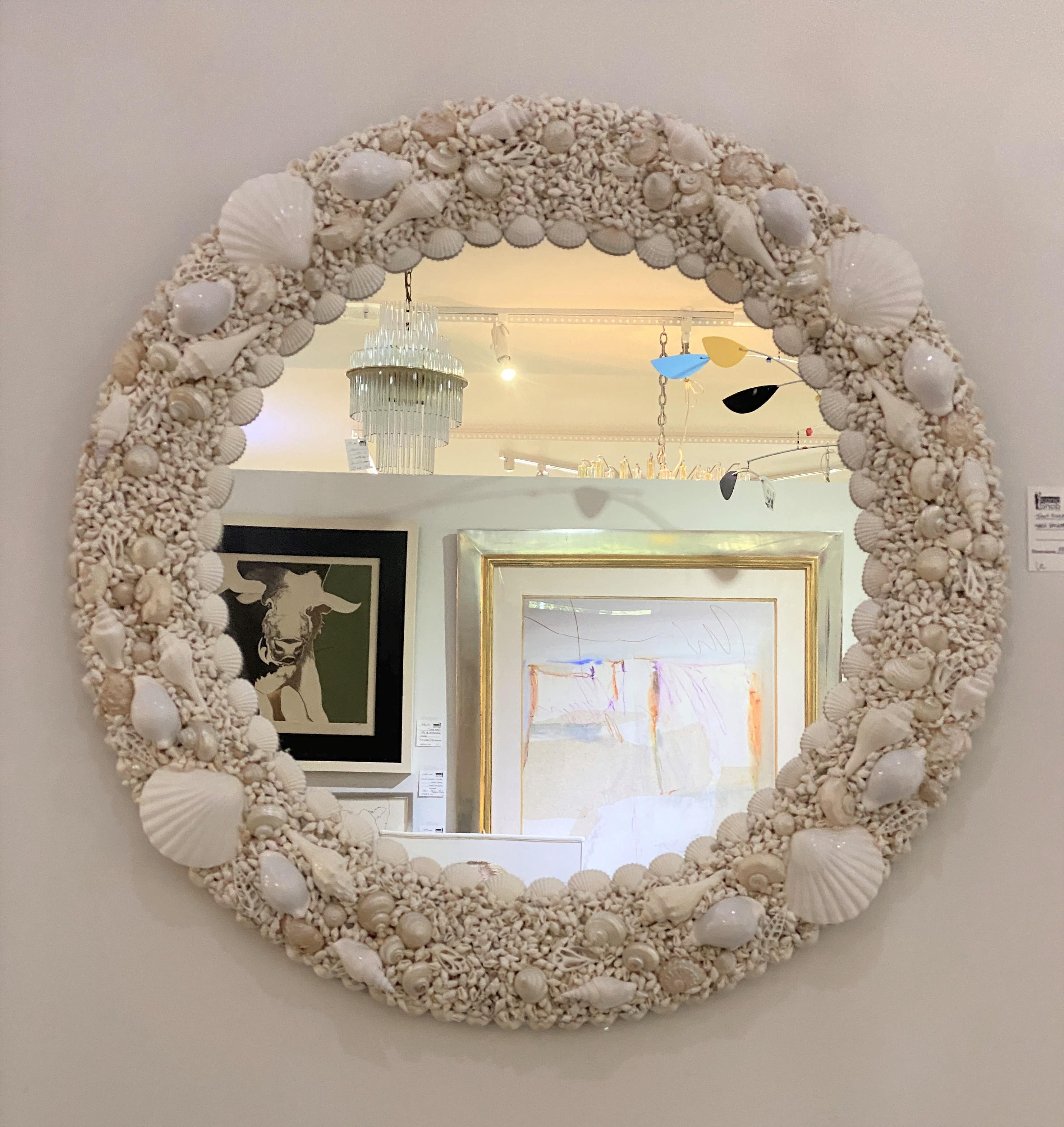 White Seashell Encrusted Mirror by Iconic Snob Galeries 4