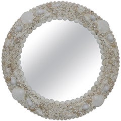 White Seashell Encrusted Mirror by Iconic Snob Galeries