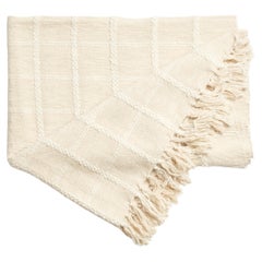 Grand jeté de coton blanc texturé, tissé à la main