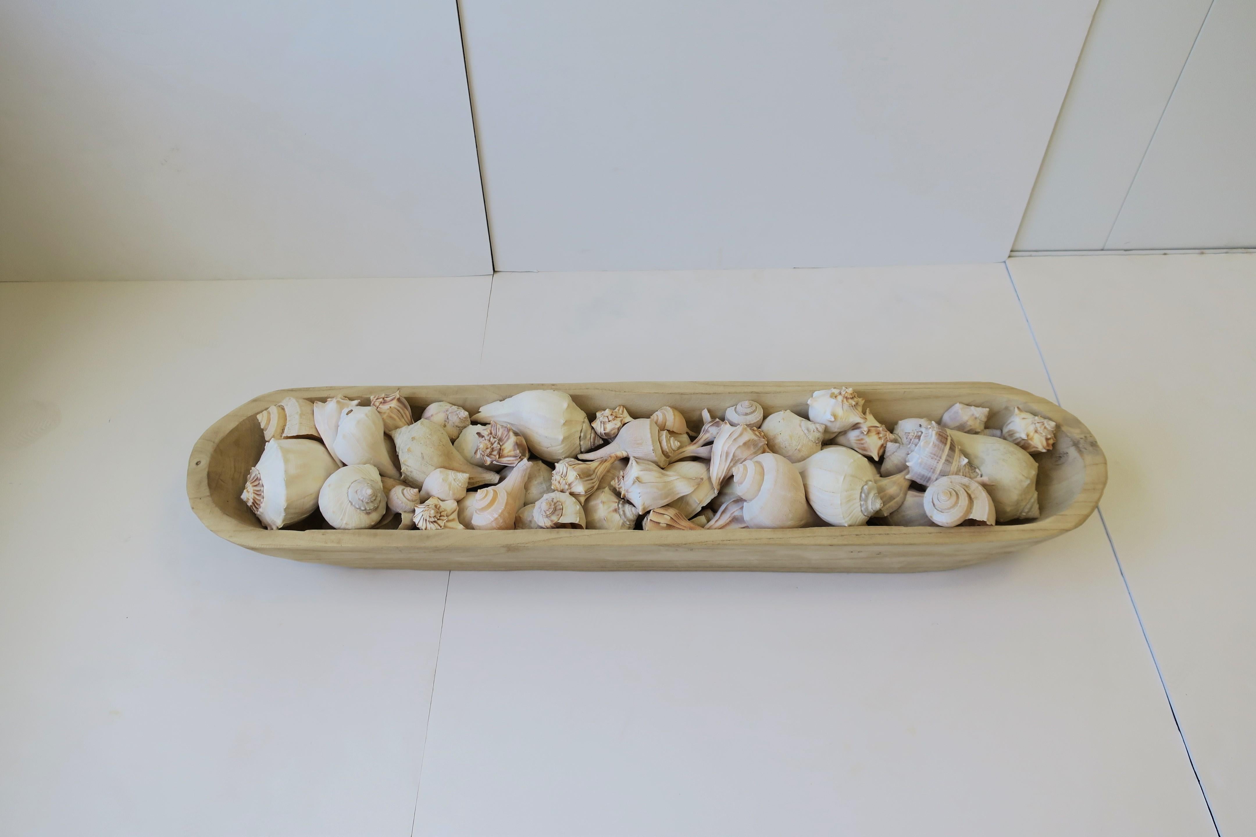 Seashells in Wood Centerpiece Vessel For Sale 3