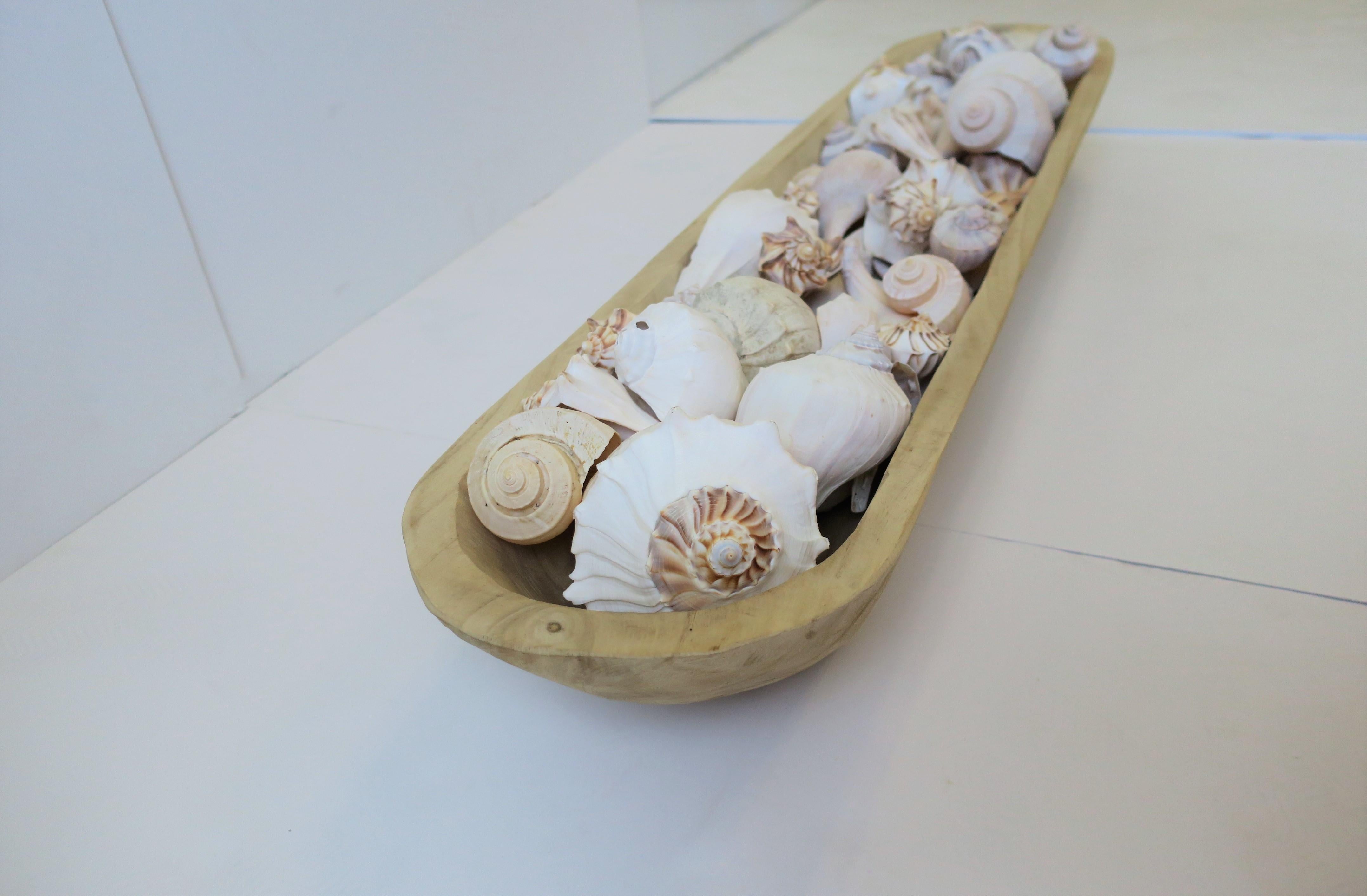 Seashells in Wood Centerpiece Vessel For Sale 10