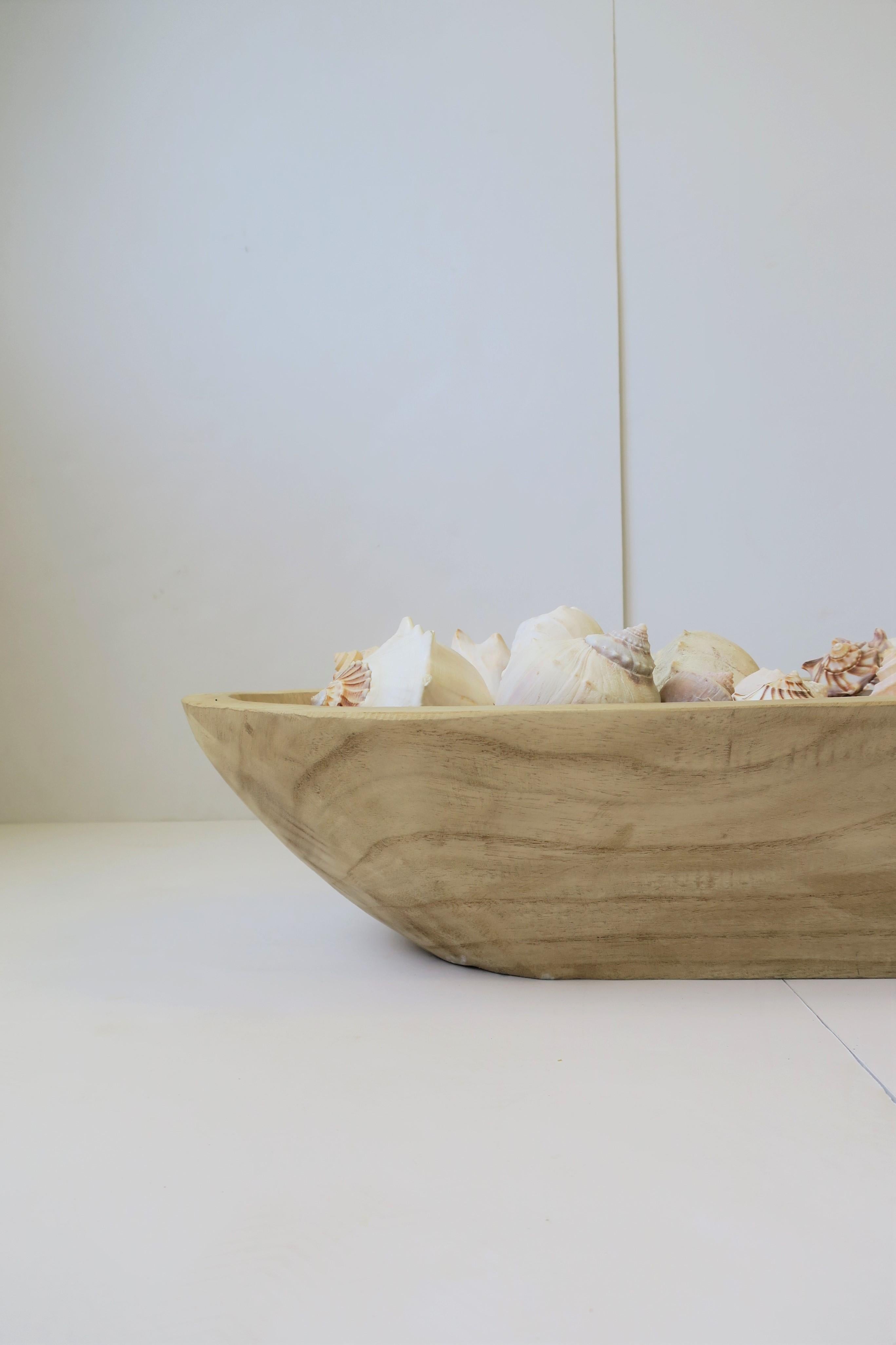 Seashells in Wood Centerpiece Vessel For Sale 11