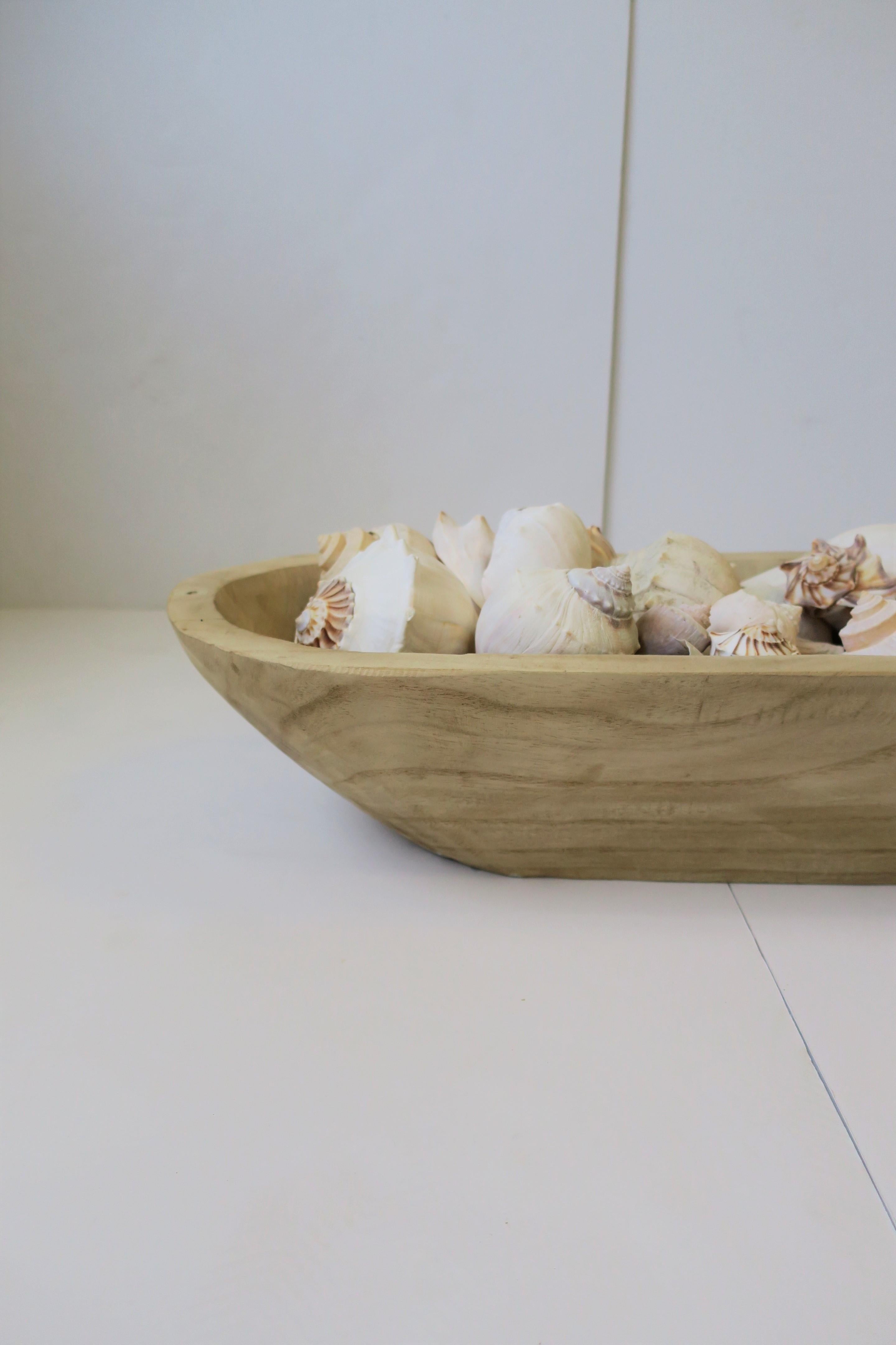 Seashells in Wood Centerpiece Vessel For Sale 12