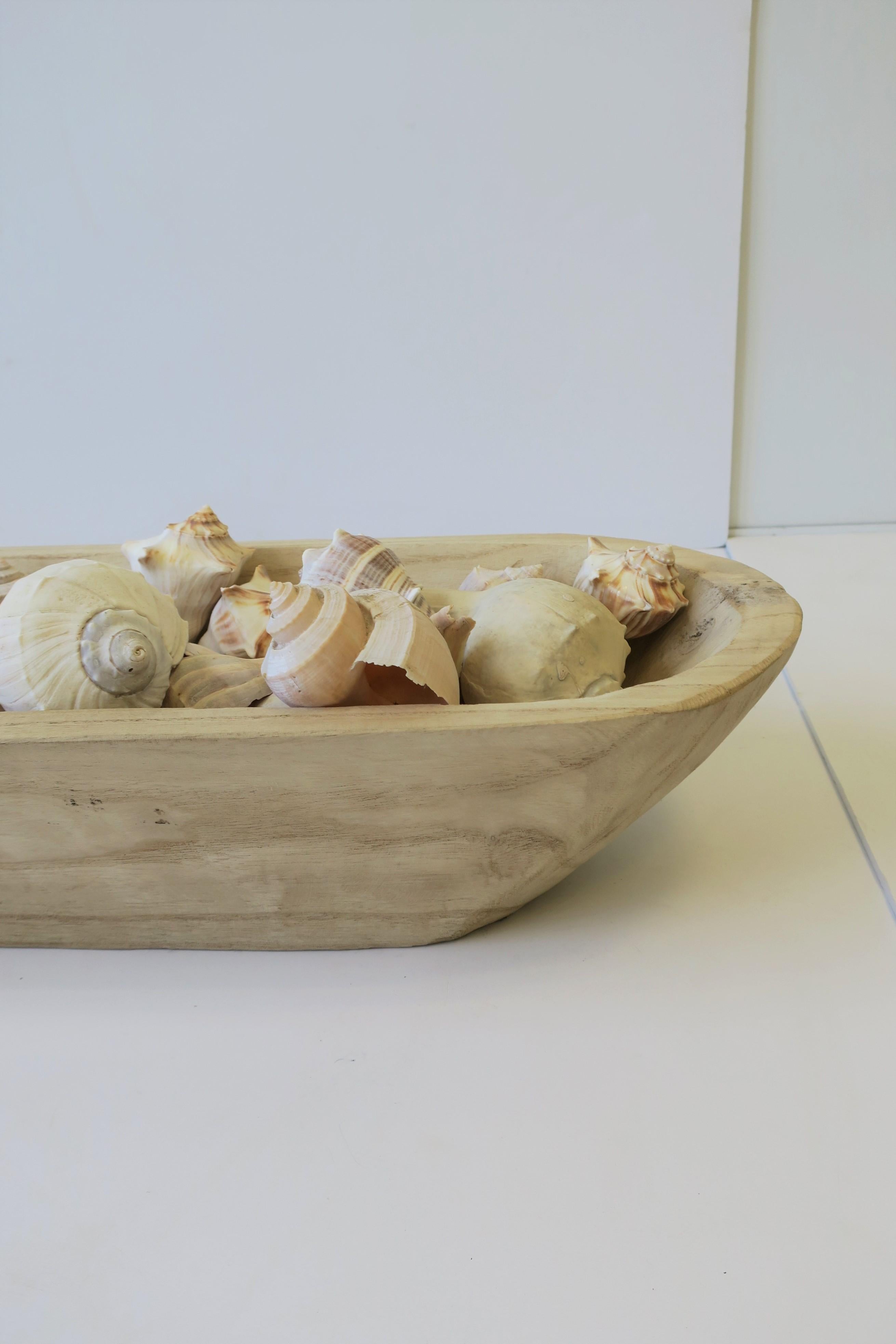 Seashells in Wood Centerpiece Vessel For Sale 13