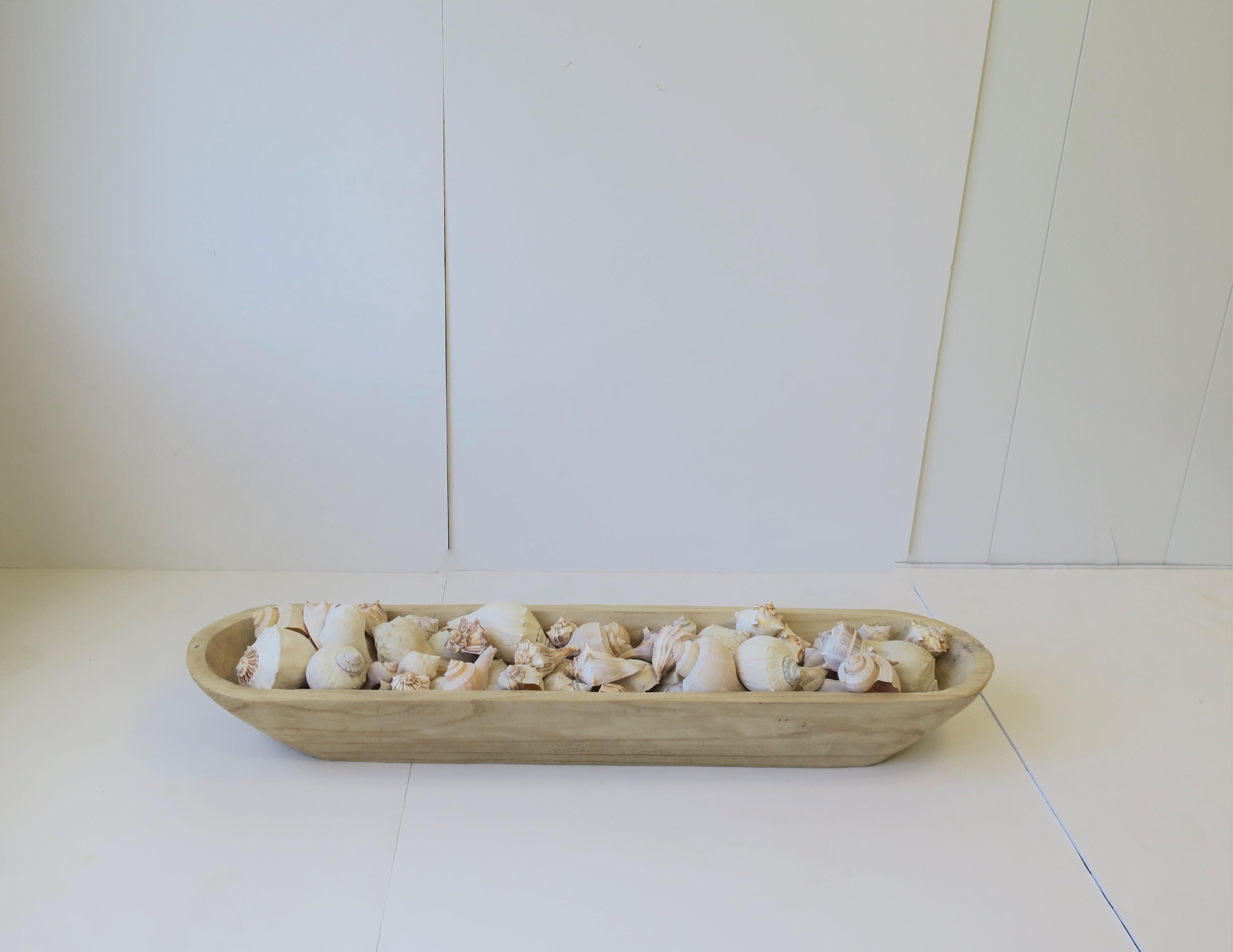 Seashells in Wood Centerpiece Vessel For Sale 1