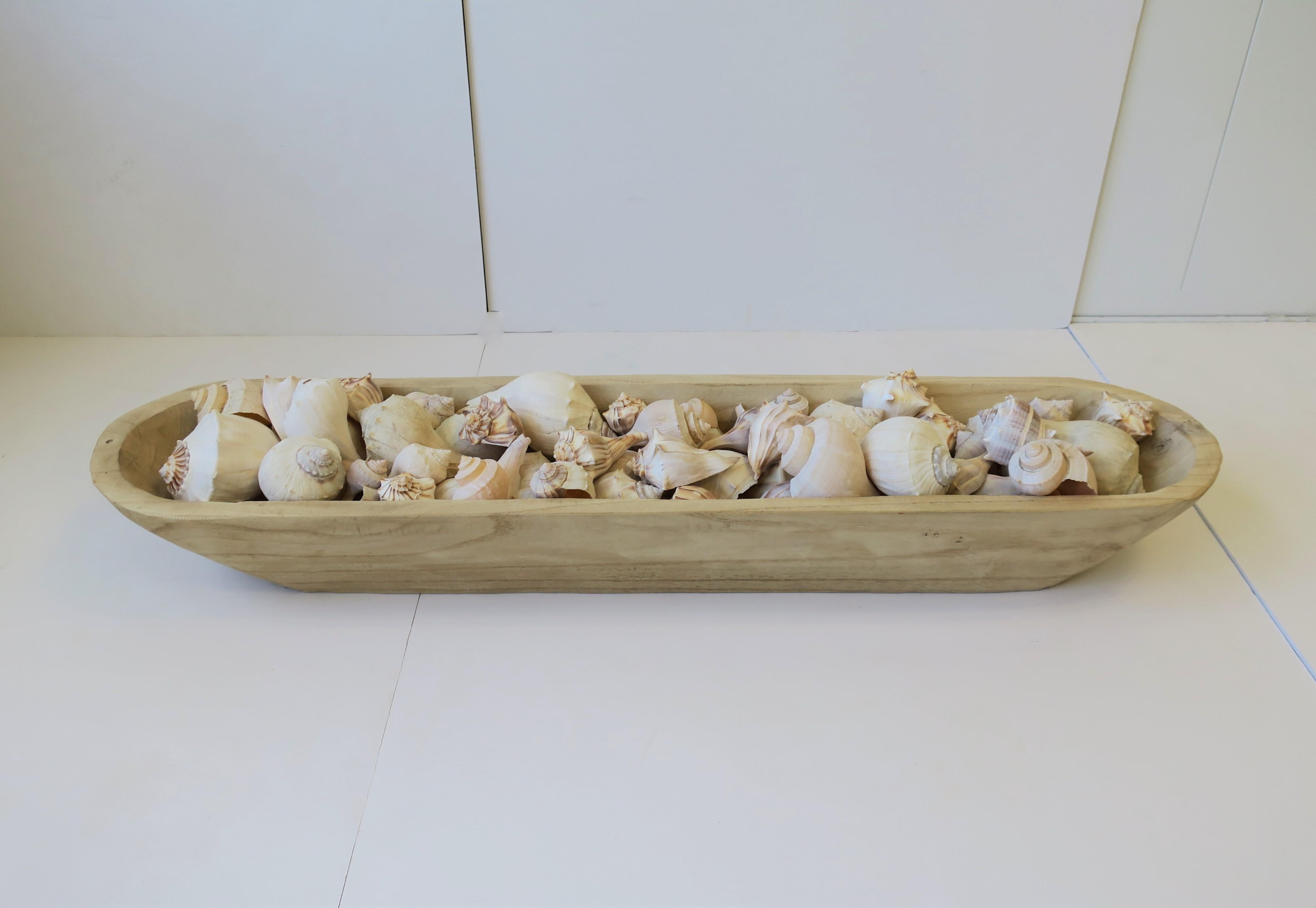 Seashells in Wood Centerpiece Vessel For Sale 2