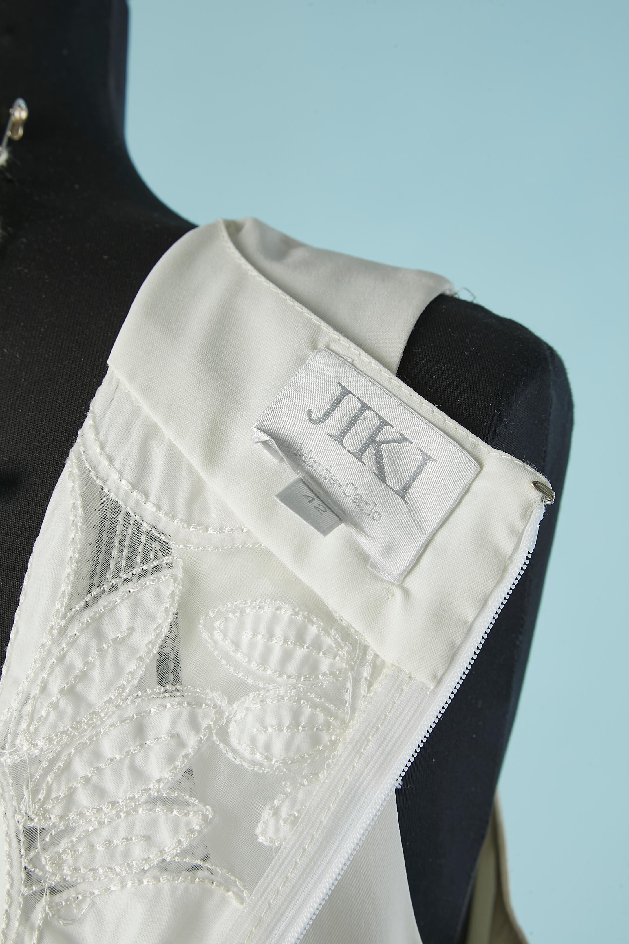 Robe de cocktail transparente blanche avec application de fleurs JIKI Monté-Carlo en vente 1