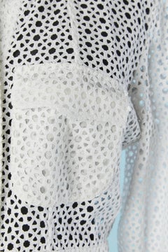 White see-through lace with rhinestone buttons ALAIA