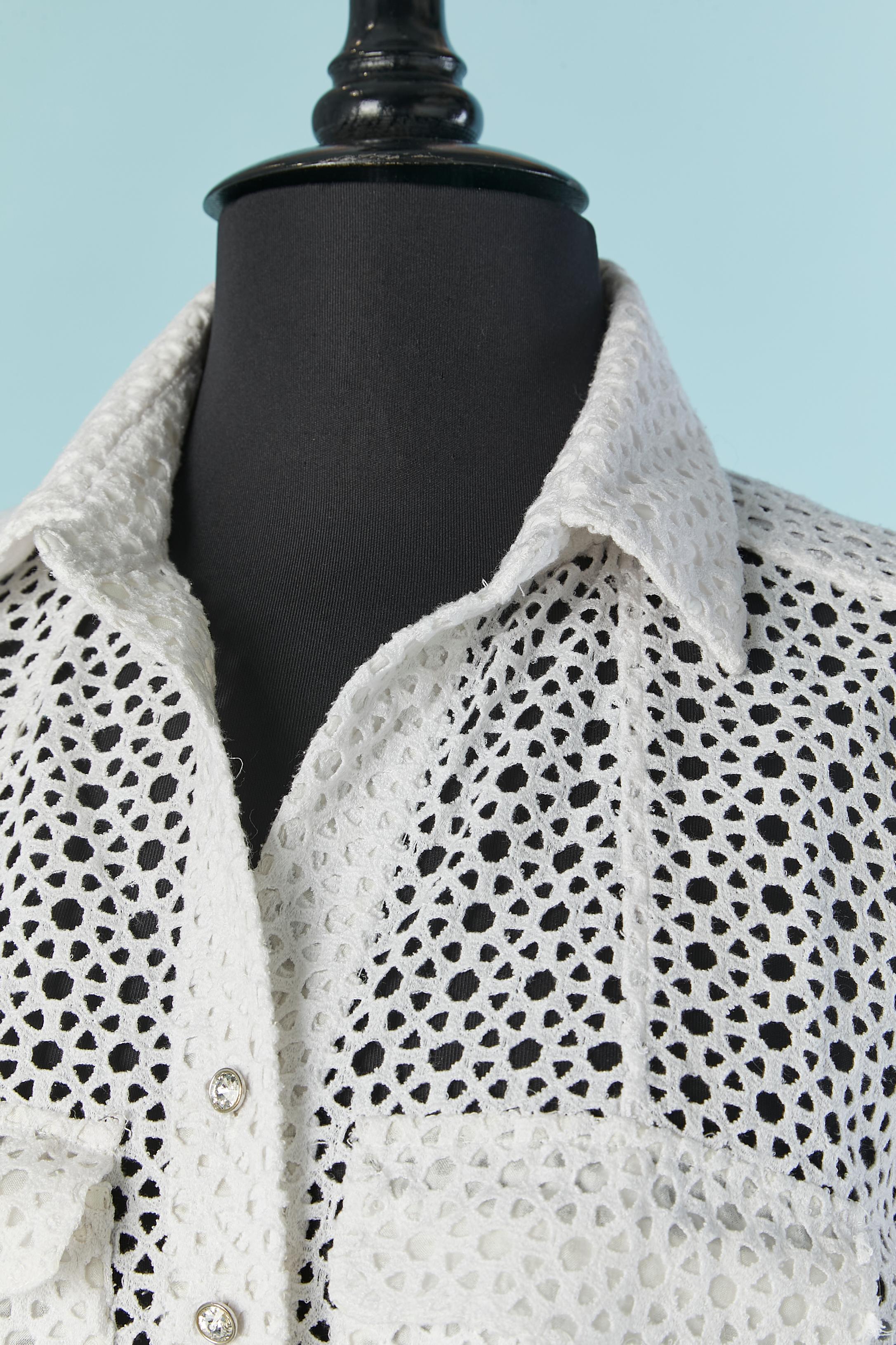 Gray White see-through lace with rhinestone buttons ALAIA For Sale