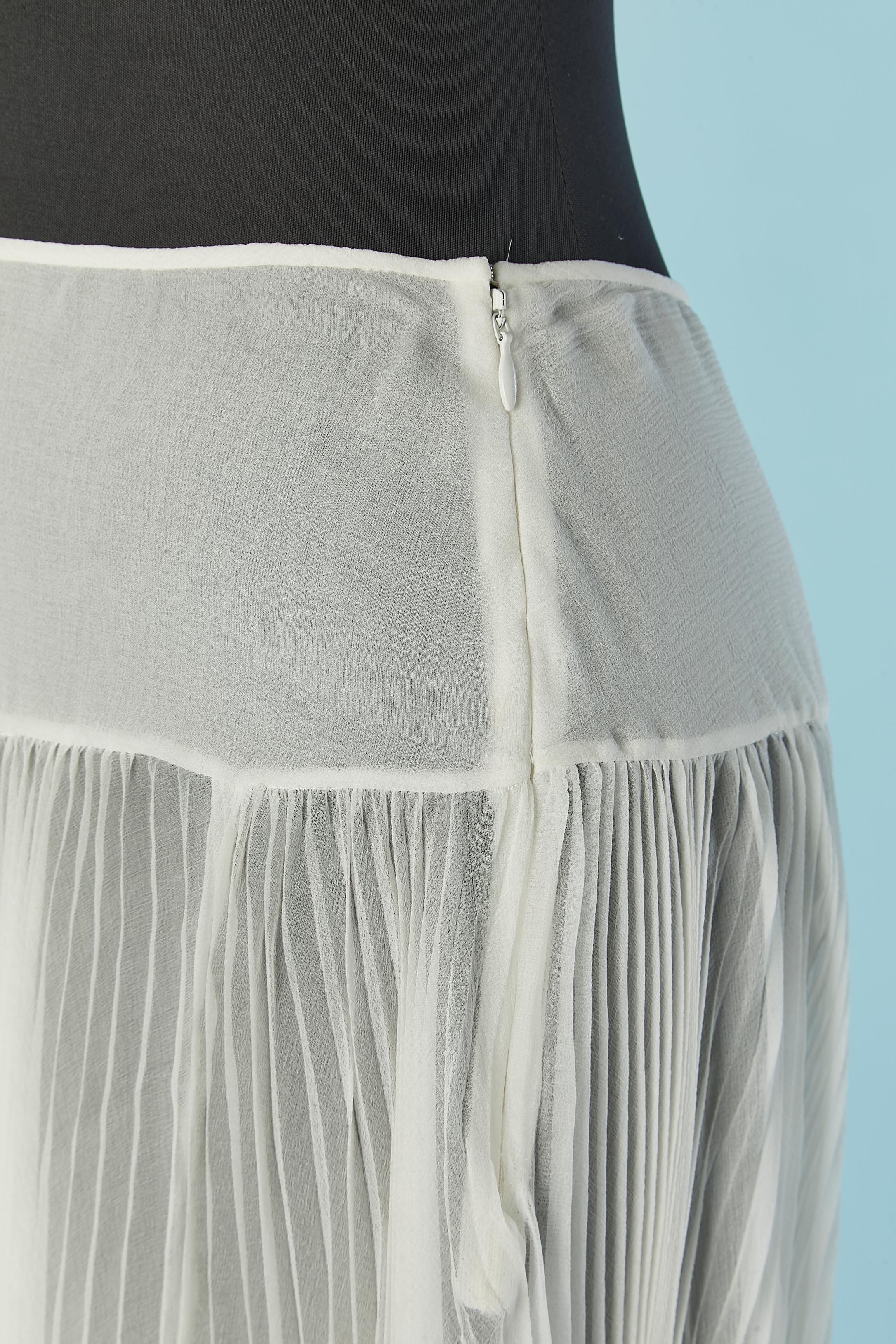 Gris Robe transparente en mousseline de soie plissée, coloris blanc CHRISTIAN DIOR en vente
