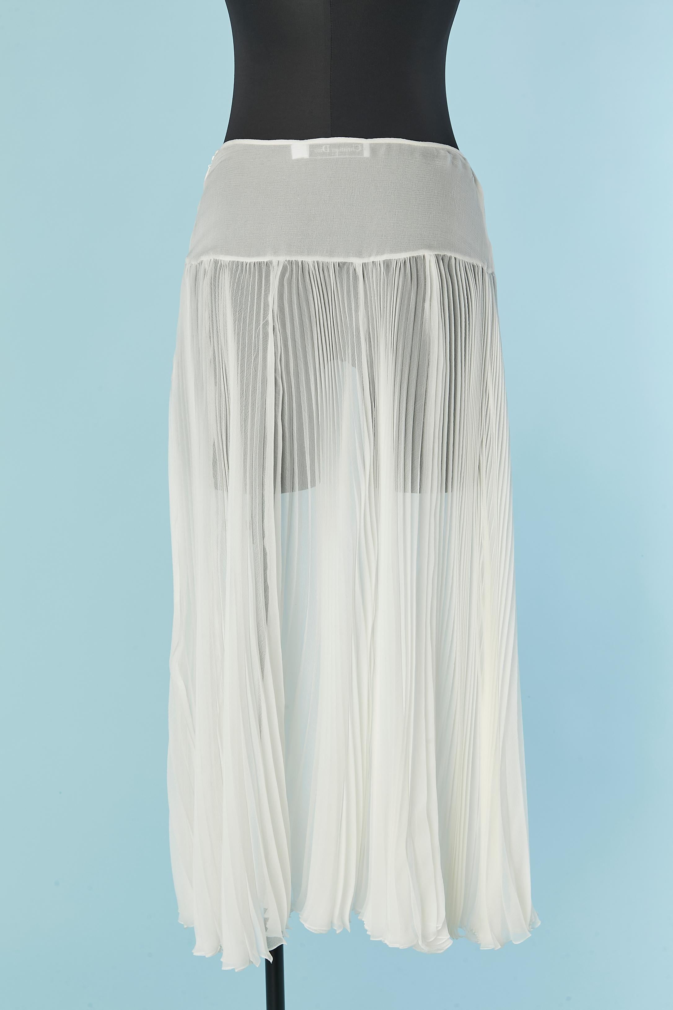 Robe transparente en mousseline de soie plissée, coloris blanc CHRISTIAN DIOR Pour femmes en vente