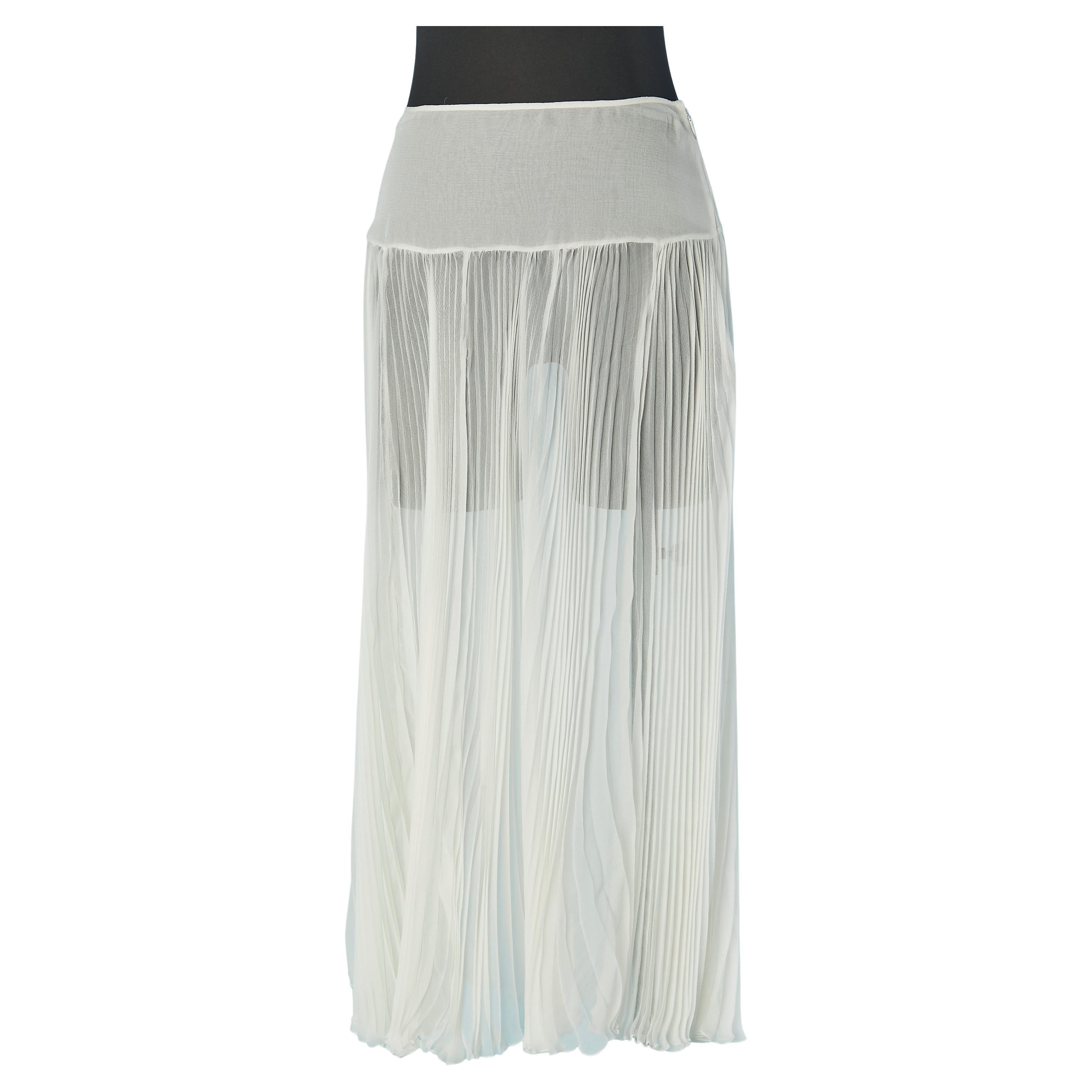 Robe transparente en mousseline de soie plissée, coloris blanc CHRISTIAN DIOR