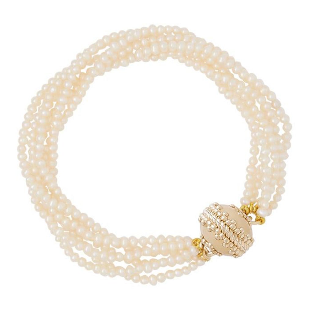 White Seed Pearl Multi Strand Bracelet For Sale