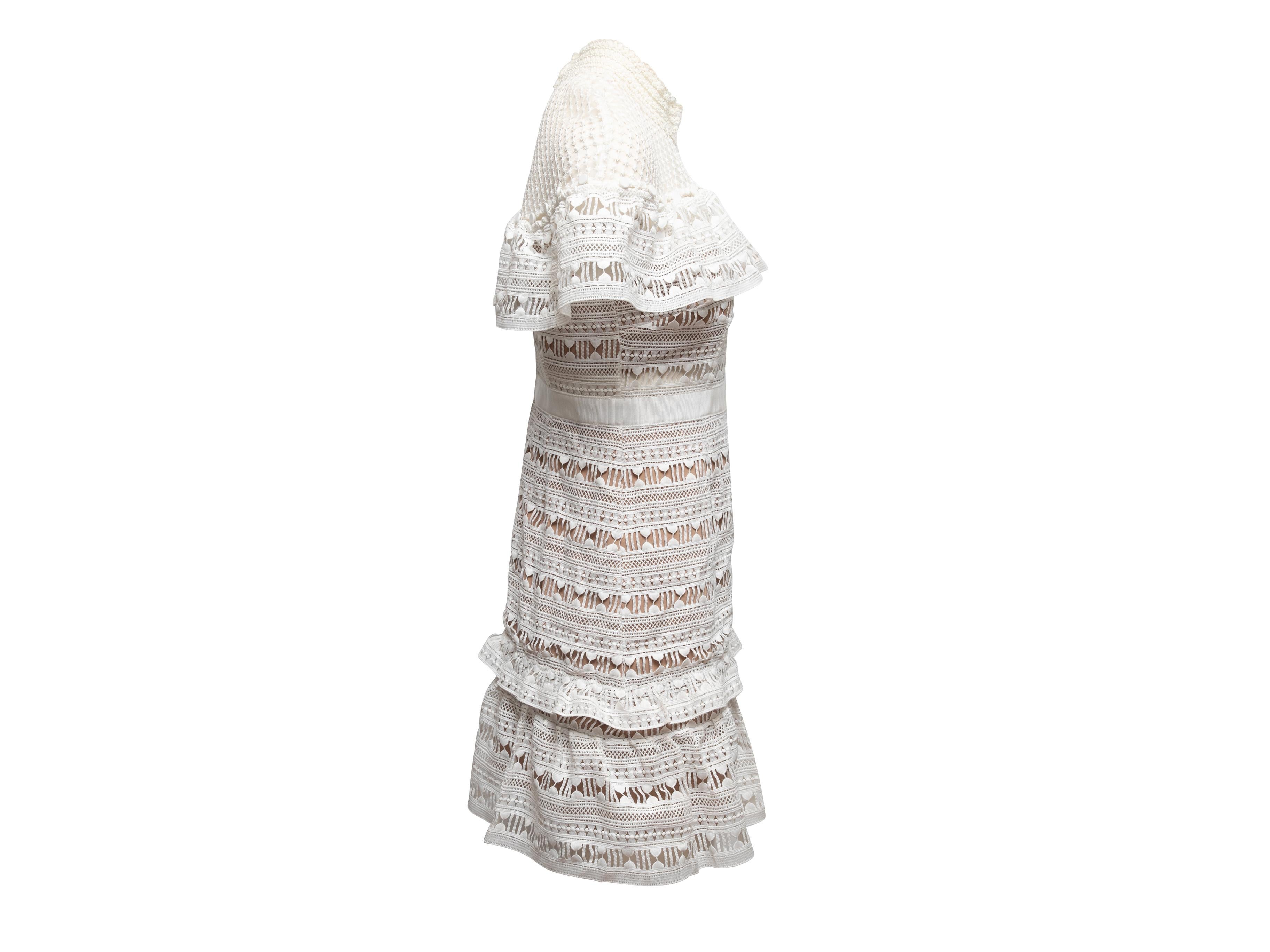 Gray White Self-Portrait Guipire Lace Mini Dress Size US 6