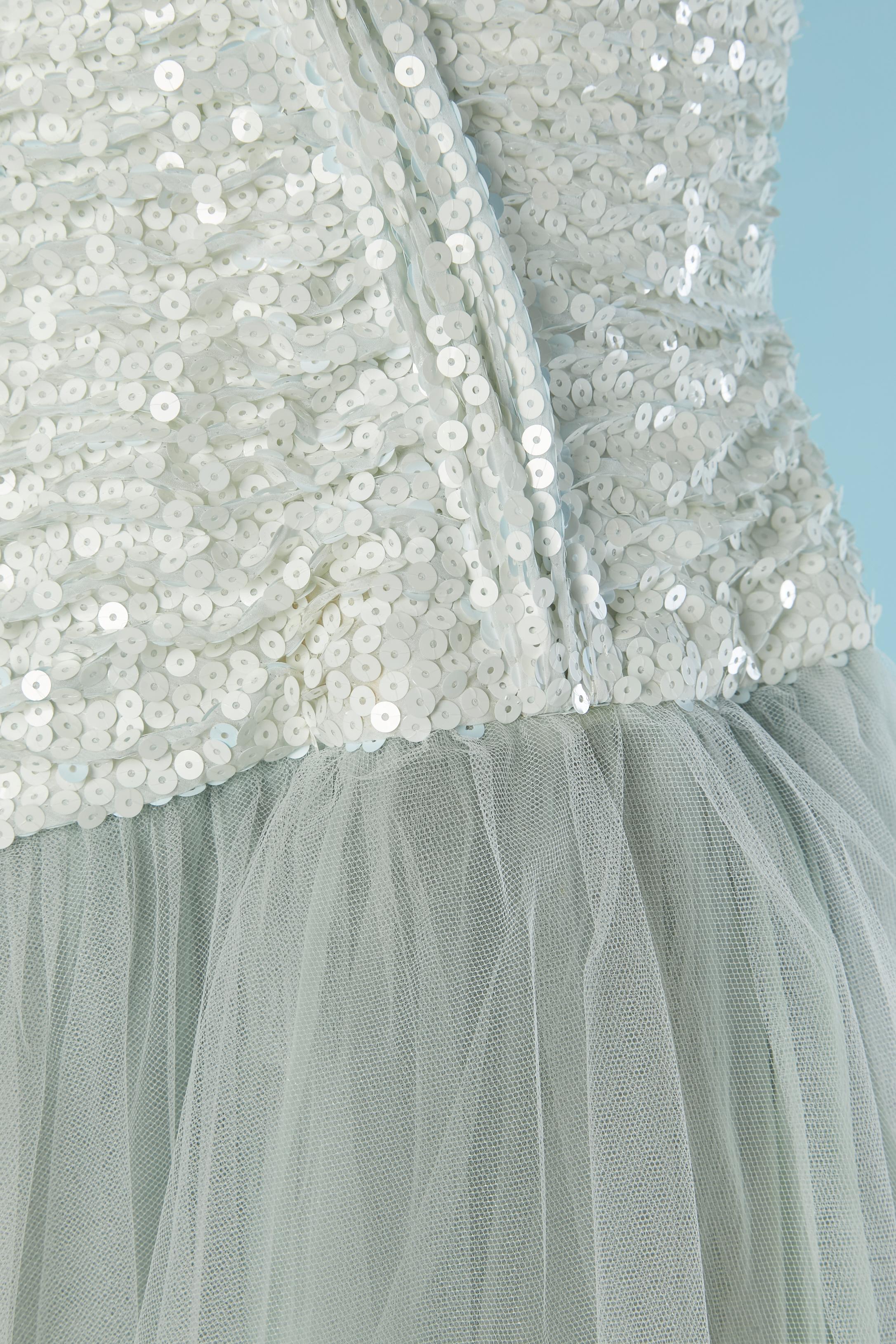 Weißes Ballkleid aus Pailletten und Tüll VICKY TIEL (Grau) im Angebot