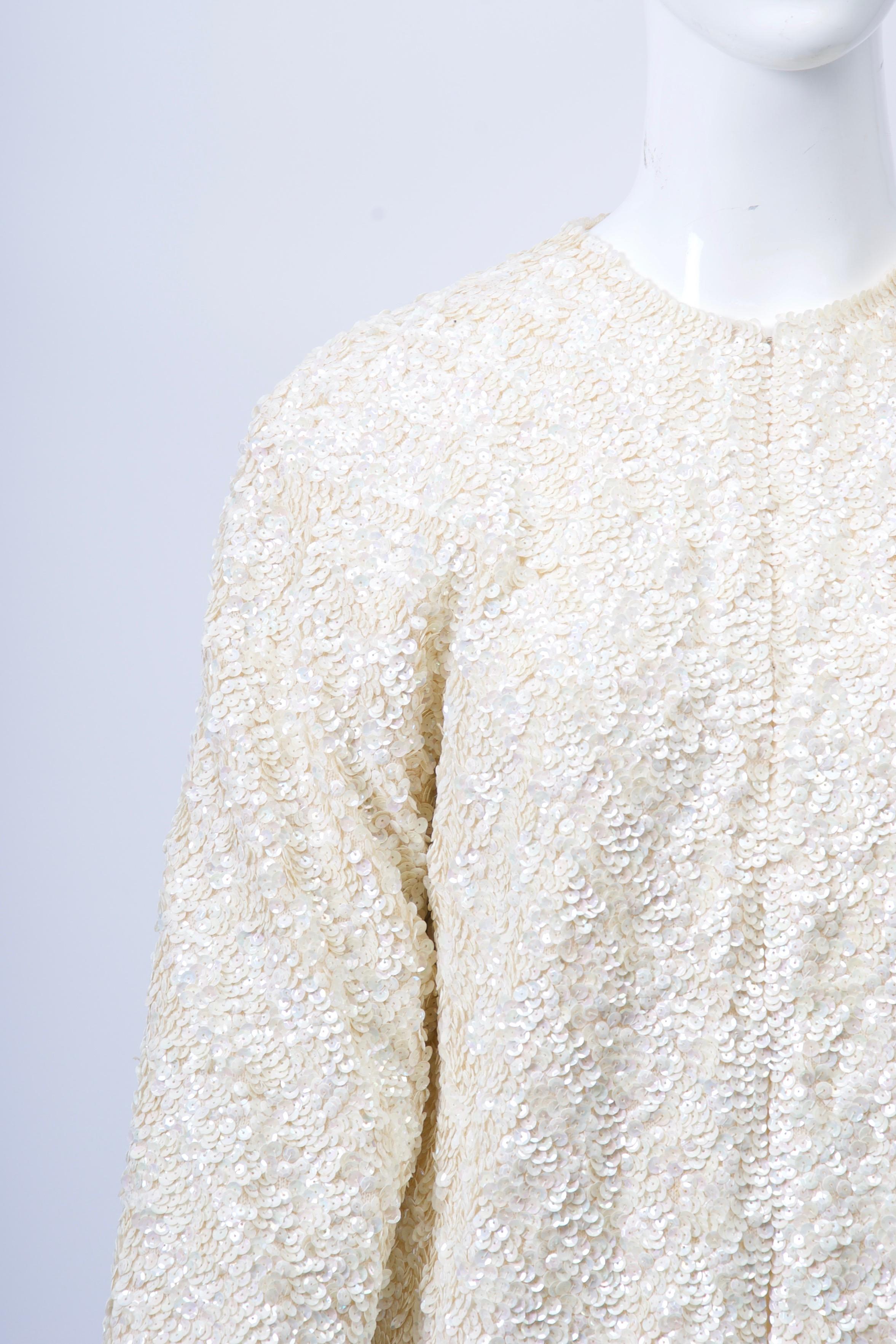White Sequin Cardigan For Sale at 1stDibs