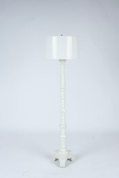 White Serge Roche Style Carved Floor Lamp(s)