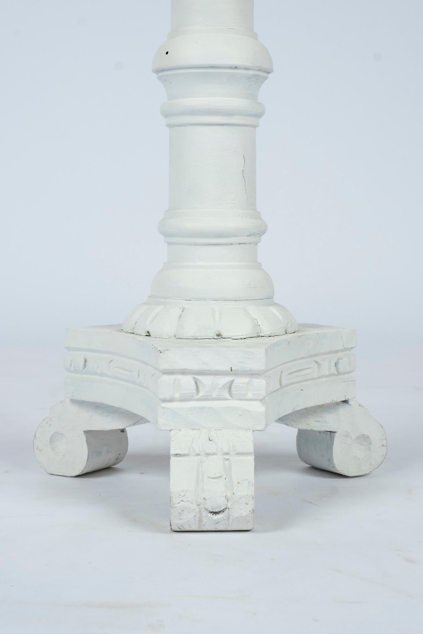 Hand-Carved White Serge Roche Style Carved Floor Lamps For Sale
