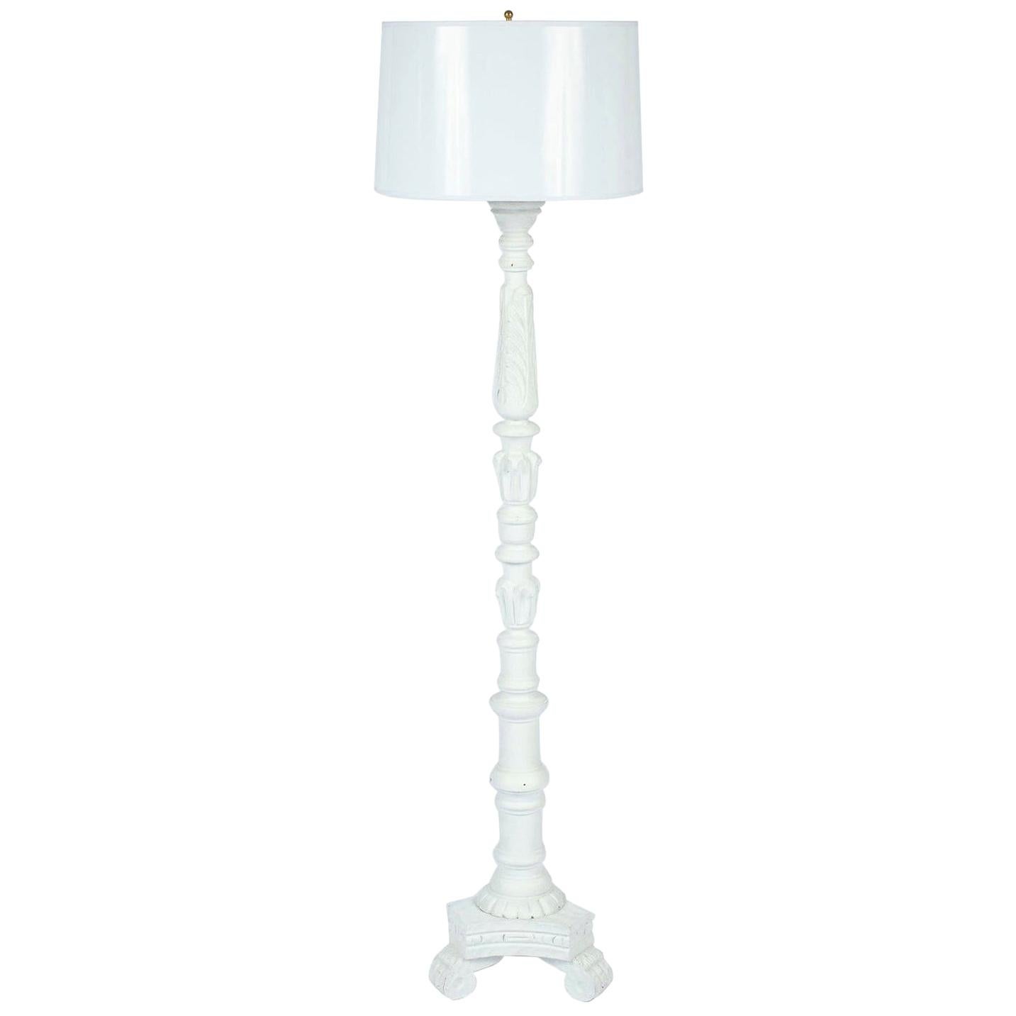 White Serge Roche Style Carved Floor Lamps For Sale