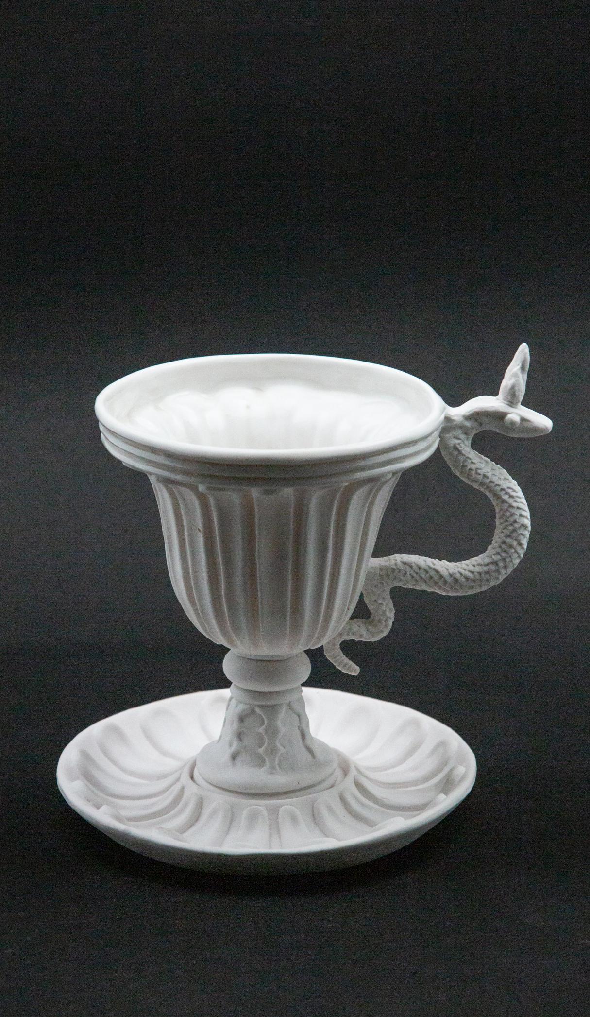 White Serpent Chalice and Saucer, Oriel Harwood For Sale 1