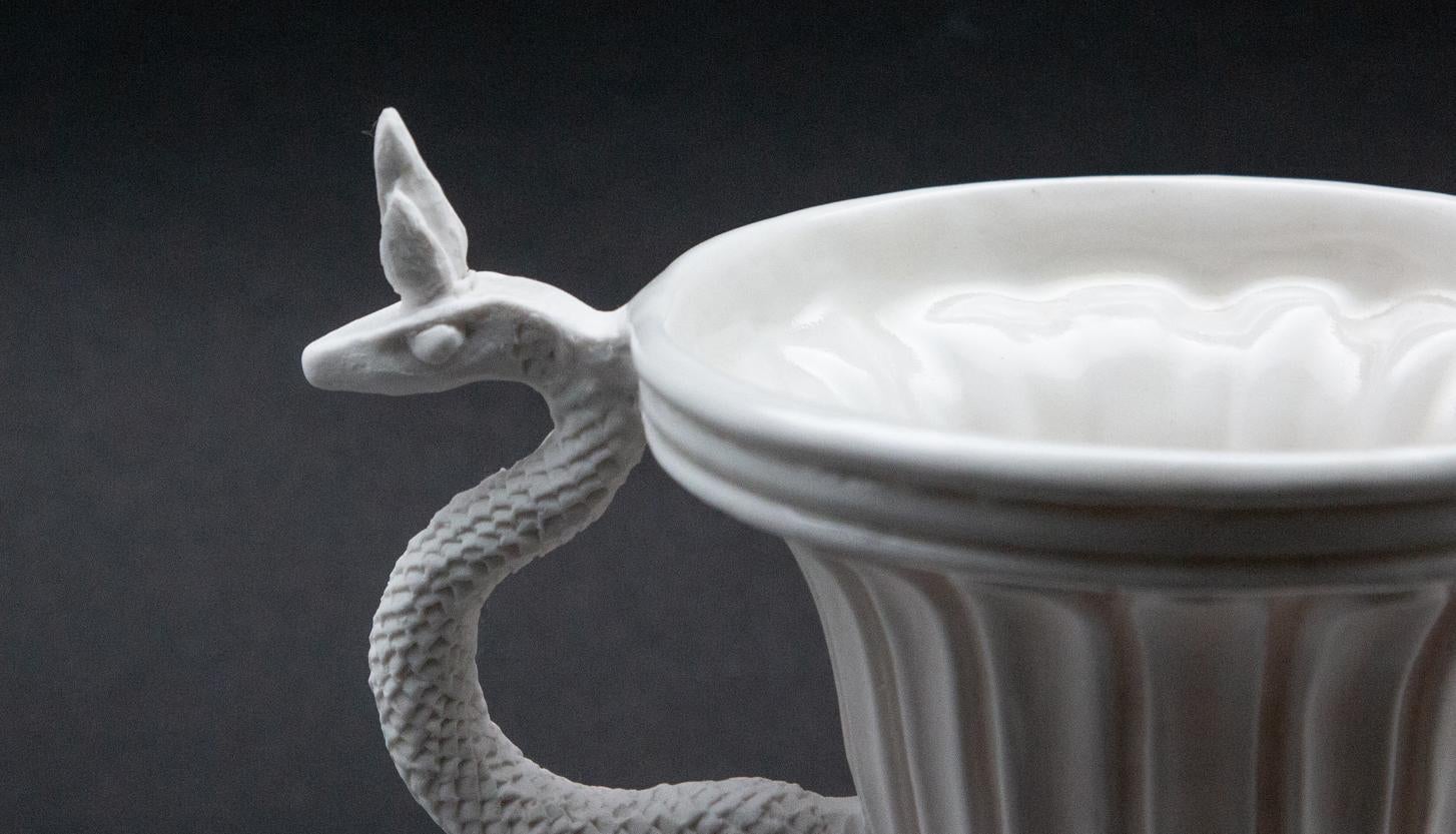 White Serpent Chalice and Saucer, Oriel Harwood 2