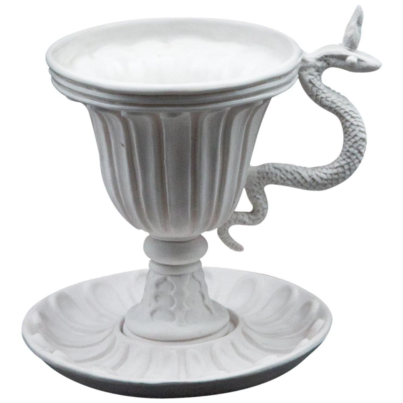 White Serpent Chalice and Saucer, Oriel Harwood For Sale