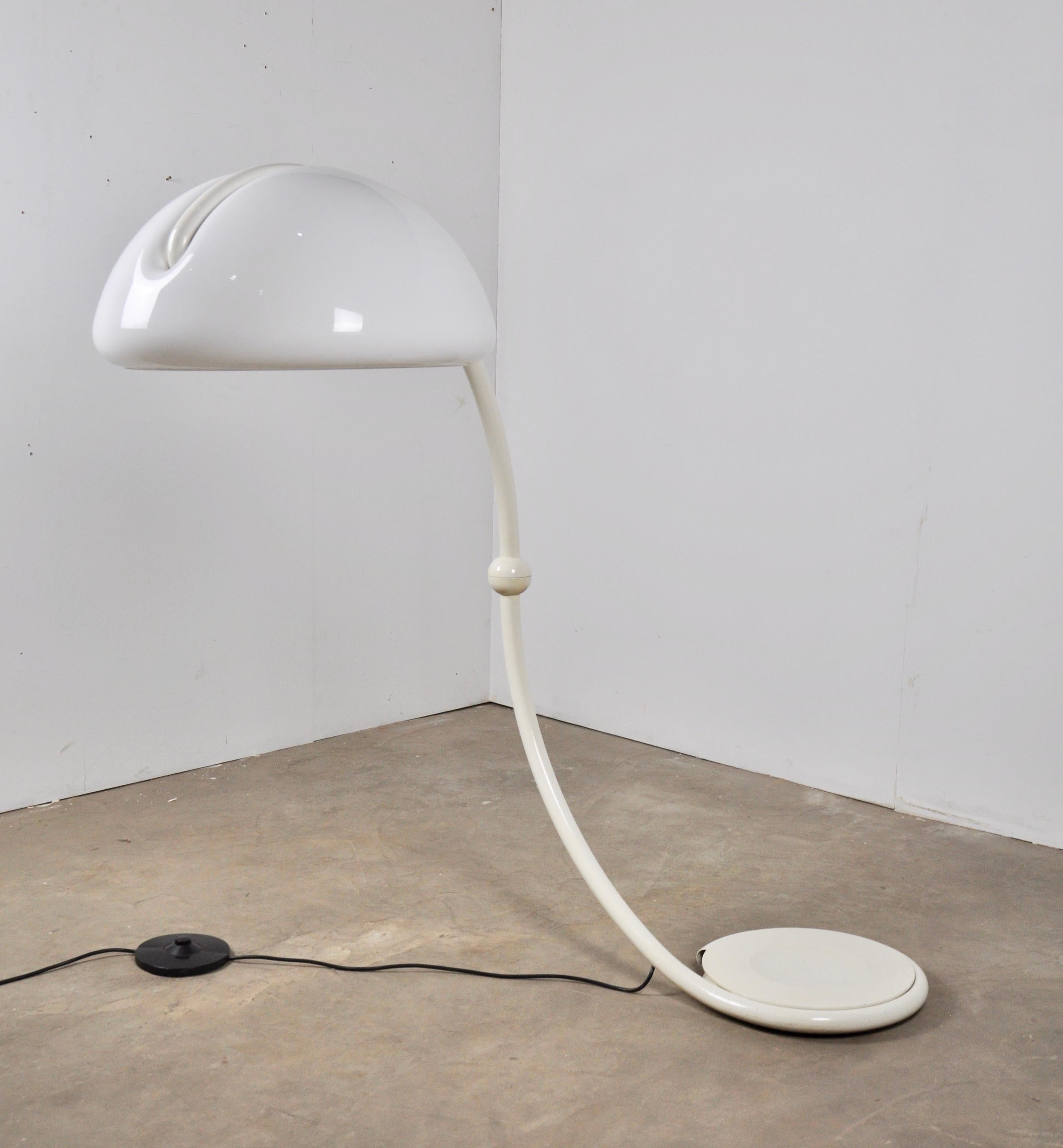 Metal White Serpente Floor Lamp by Elio Martinelli for Martinelli Luce, 1960s