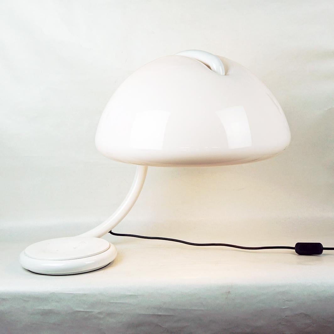 Italian White Serpente Table Lamp by Elio Martinelli for Martinelli Luce, Italy, 1960s