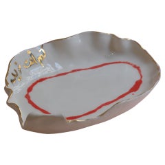 White Porcelain Serving Plater with Calligraphy by Hania Jneid