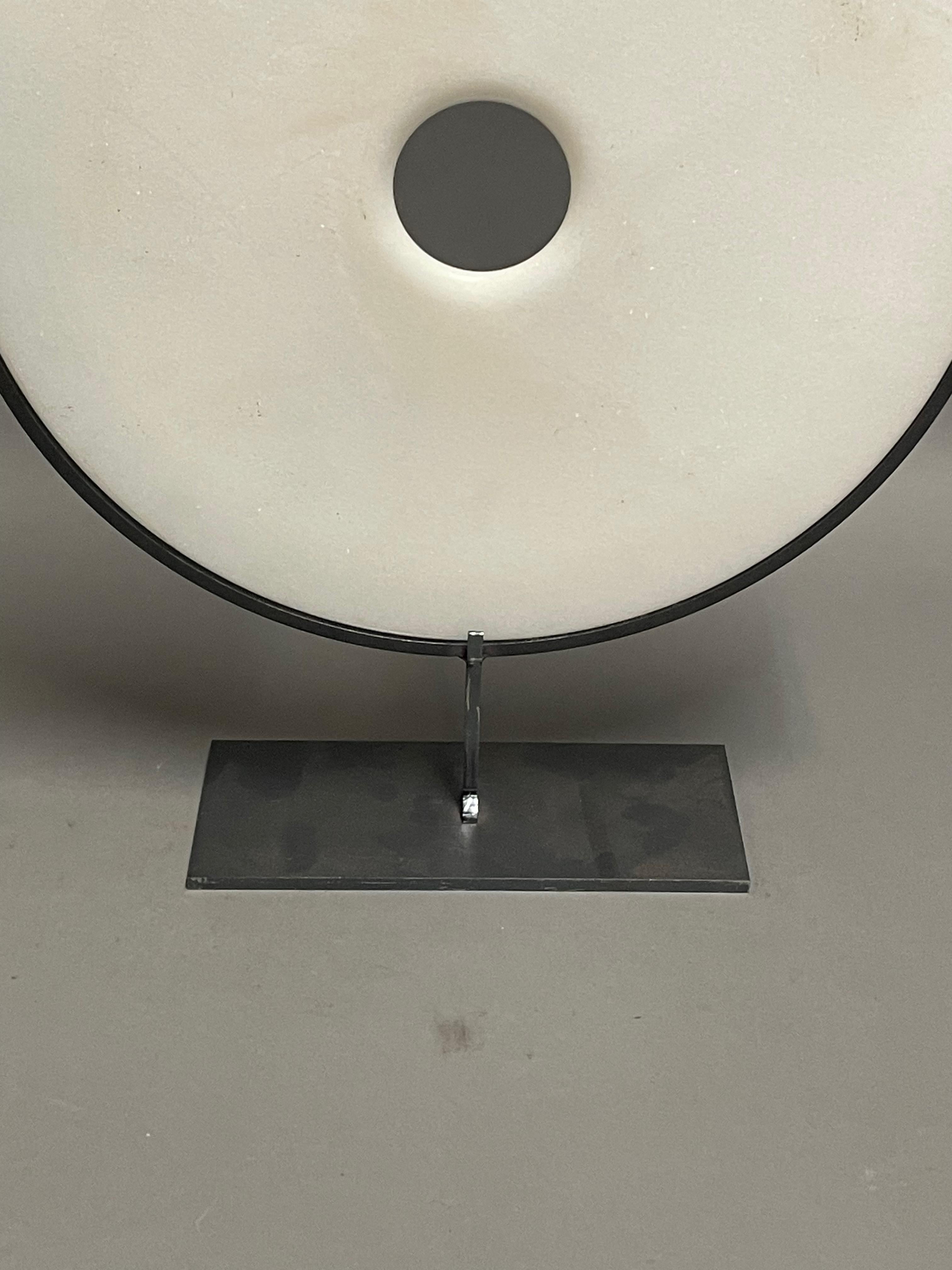 Chinese White Set Of Three Smooth Jade Discs On Stands, China, Contemporary For Sale