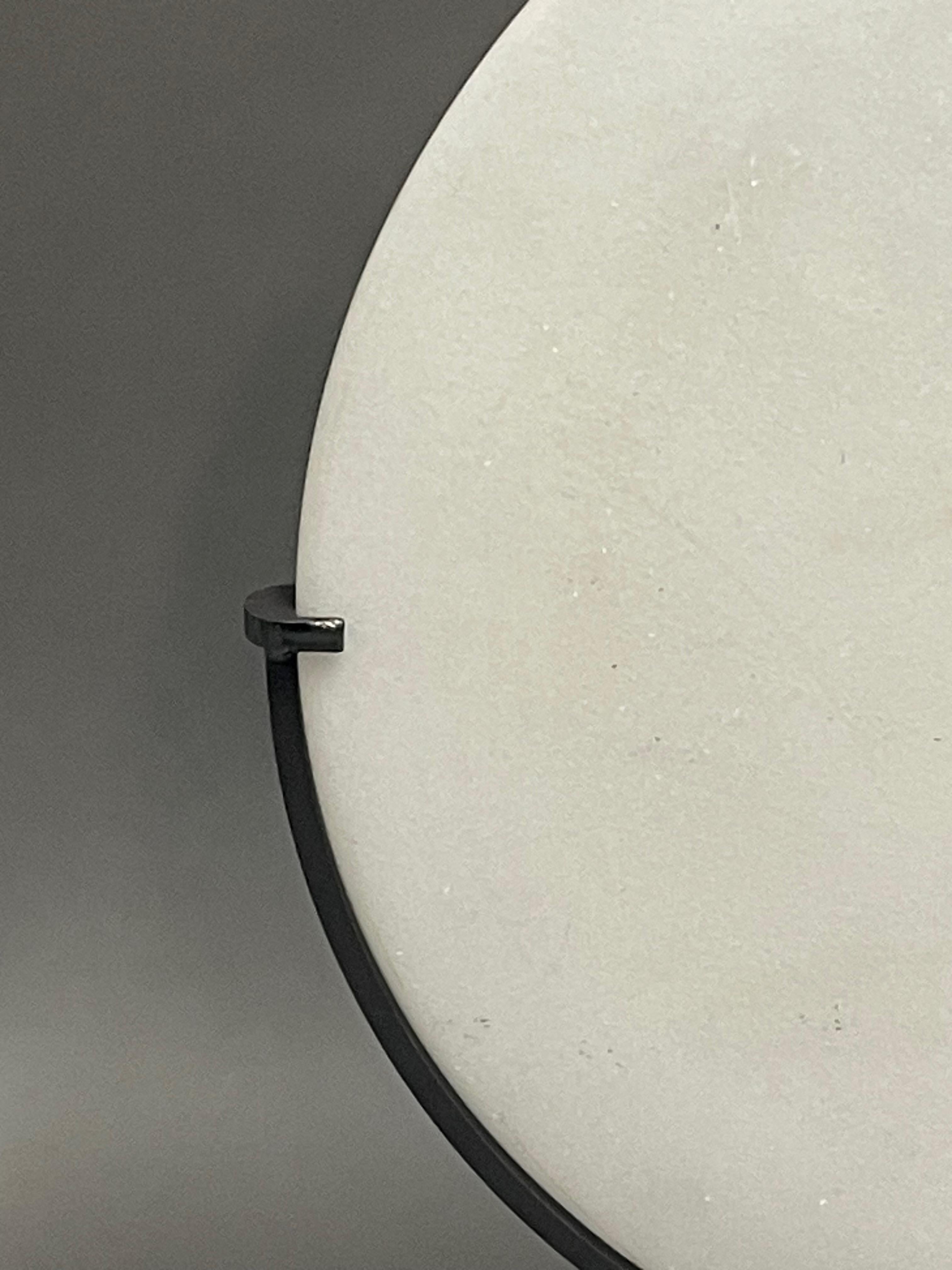 White Set Of Three Smooth Jade Discs On Stands, China, Contemporary For Sale 2
