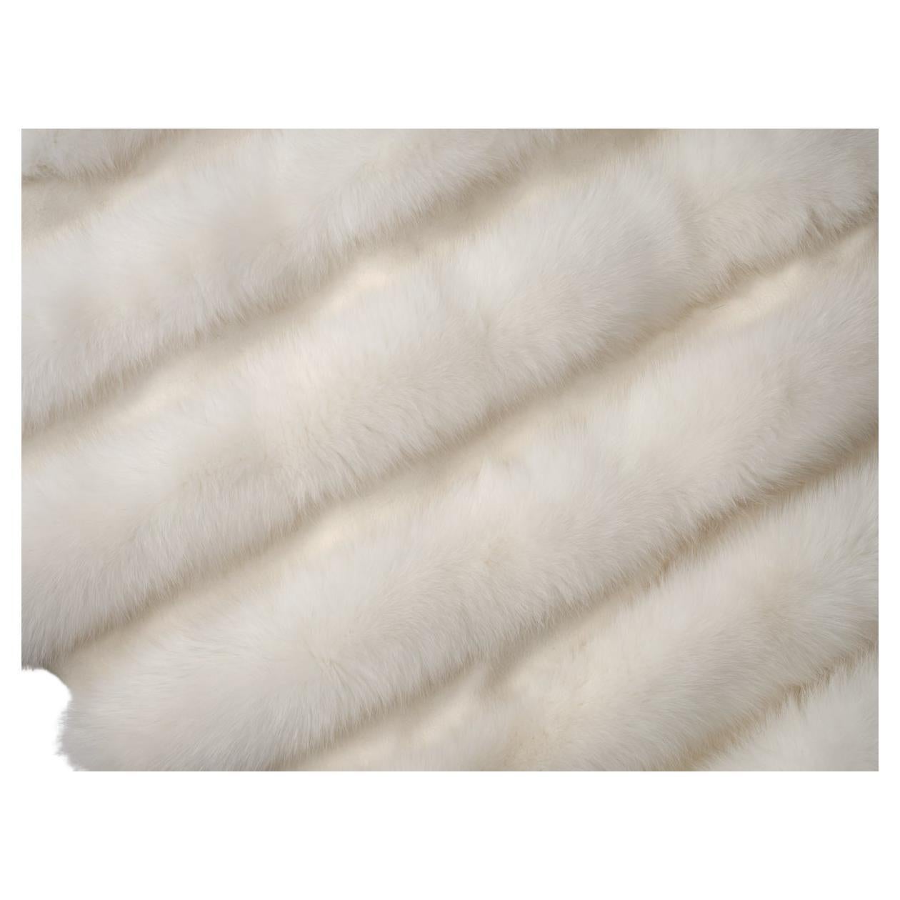 White Shadow Fox Bed Base Fur Throw Luxury Blanket Plaid Pillow by Muchi Decor